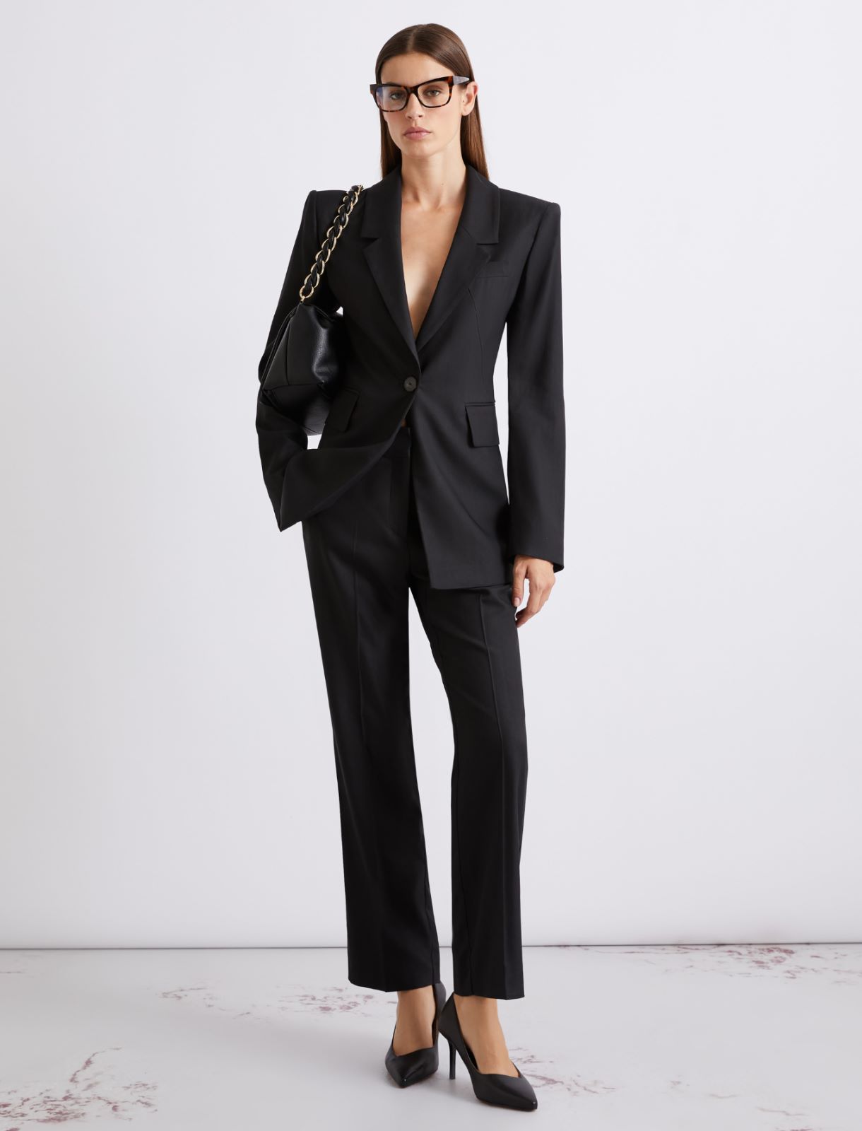 Blazer in misto viscosa stretch con oblò - NERO - Marella - 2