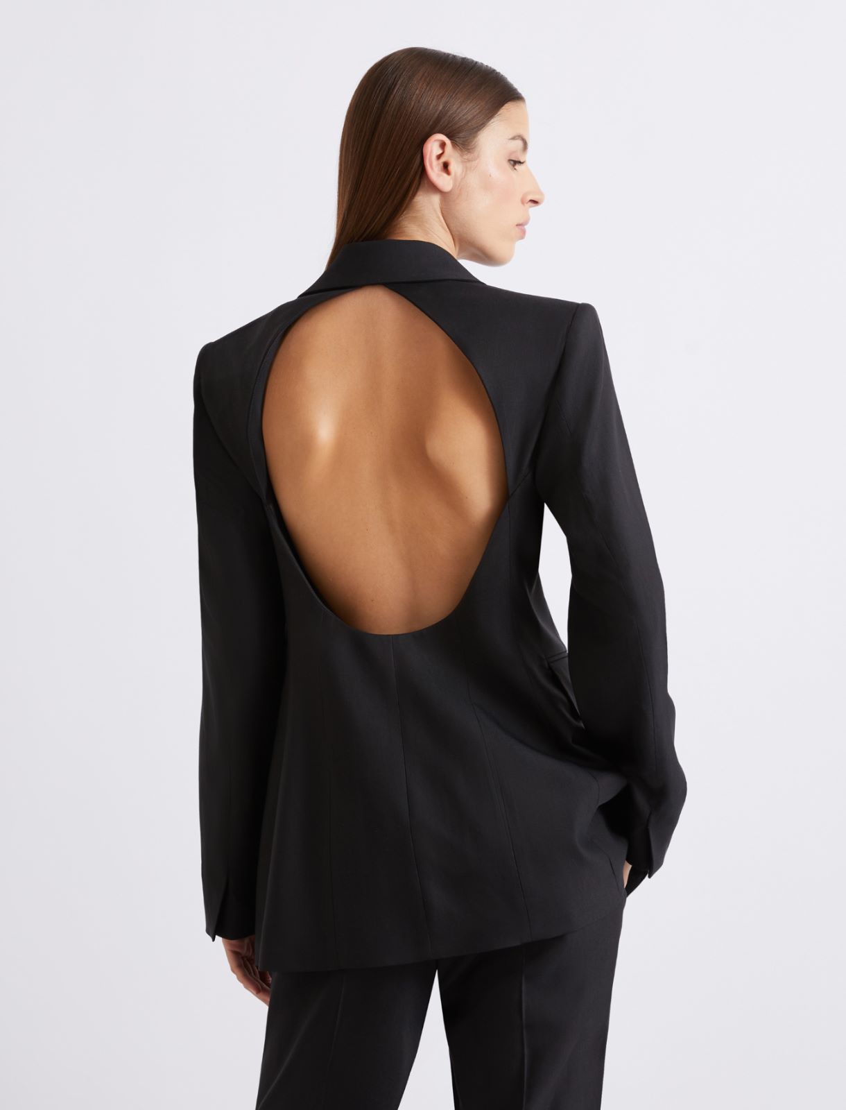 Blazer in misto viscosa stretch con oblò - NERO - Marella - 3