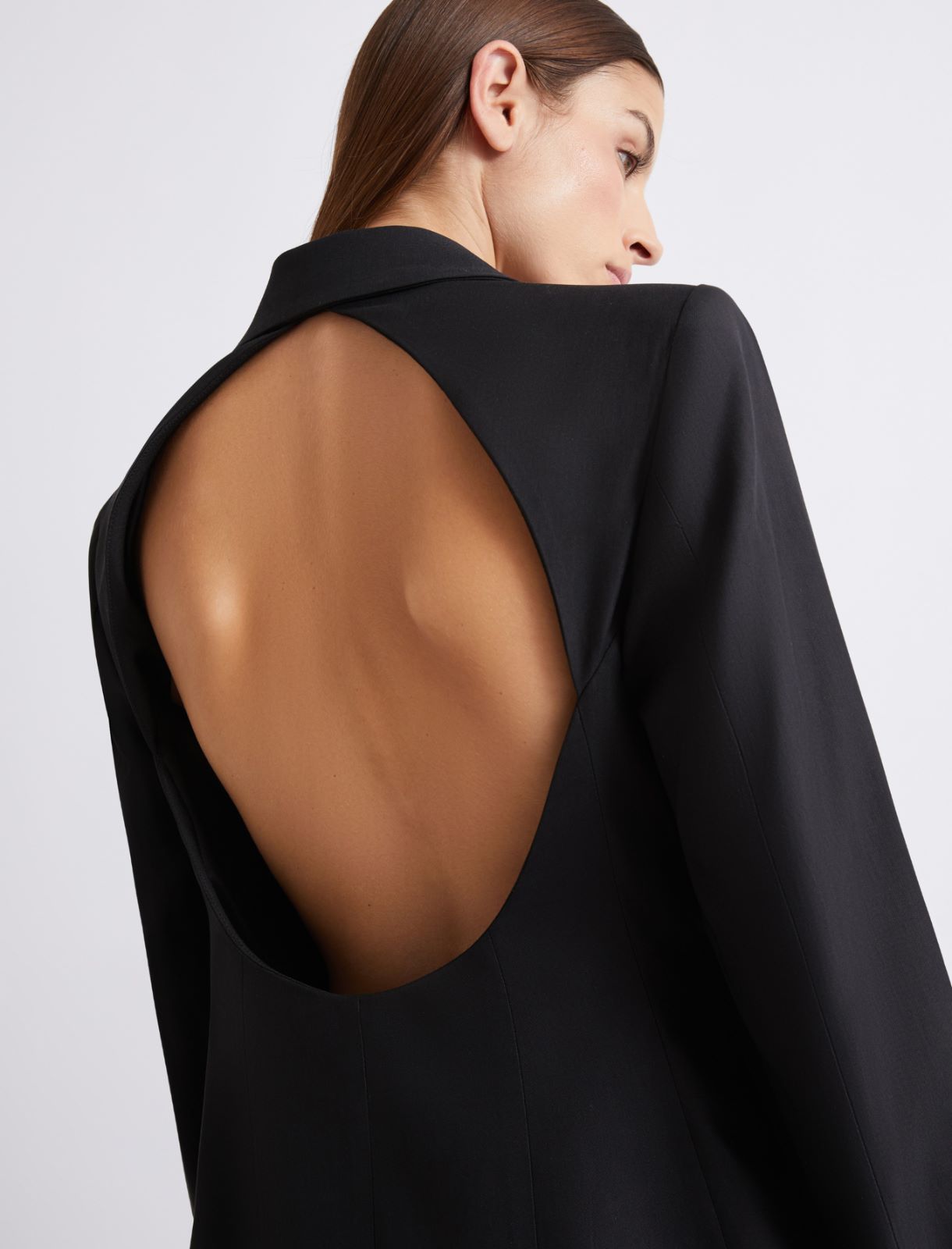 Blazer in misto viscosa stretch con oblò - NERO - Marella - 5