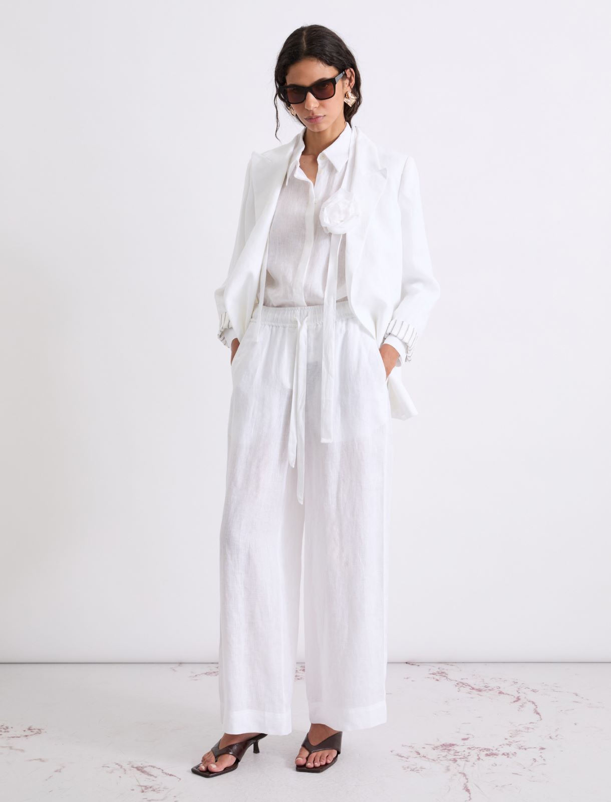 Pure linen blazer - OPTICAL WHITE - Marella - 2