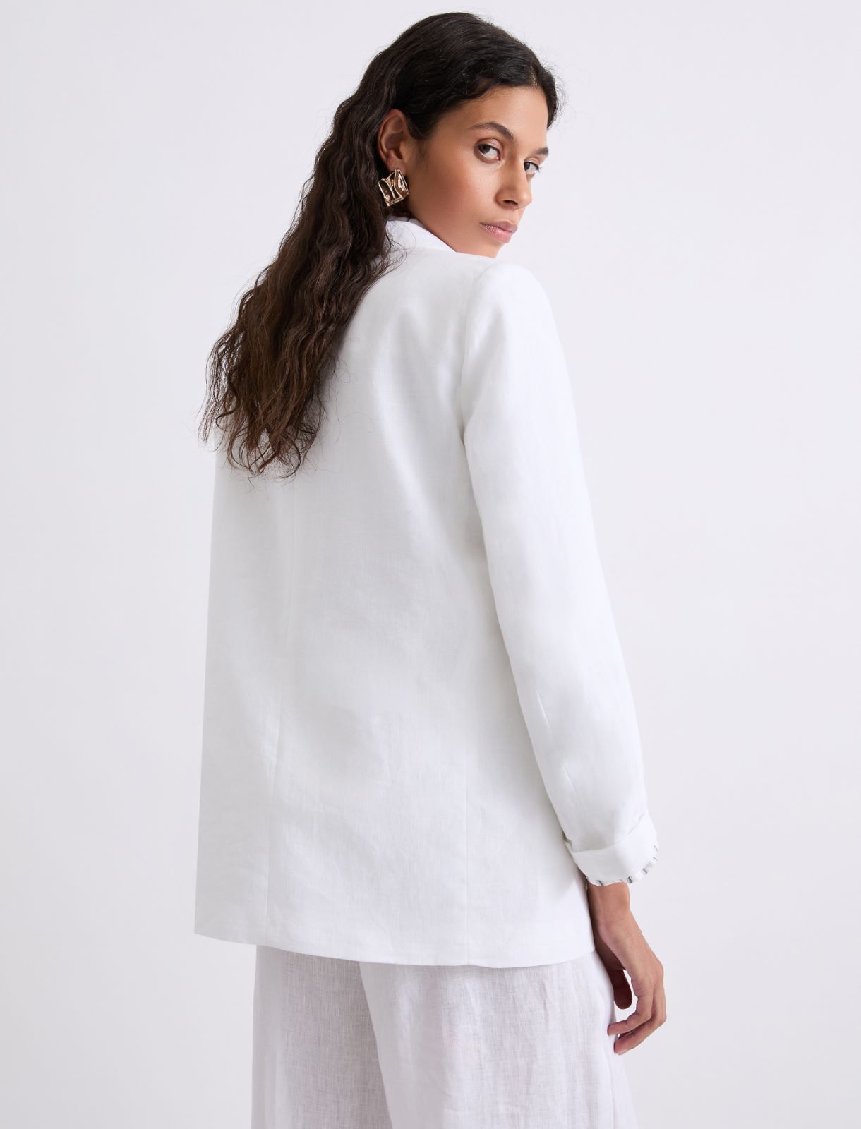 Pure linen blazer - OPTICAL WHITE - Marella - 3