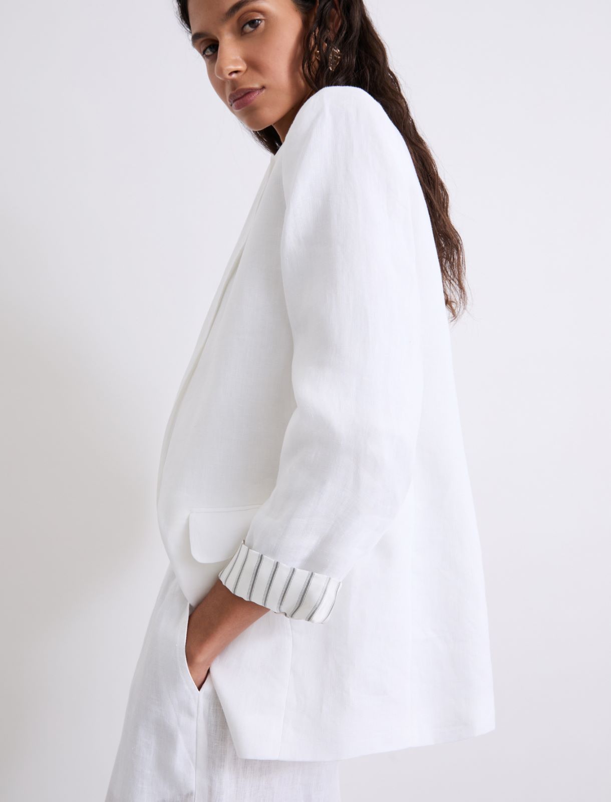 Pure linen blazer - OPTICAL WHITE - Marella - 5
