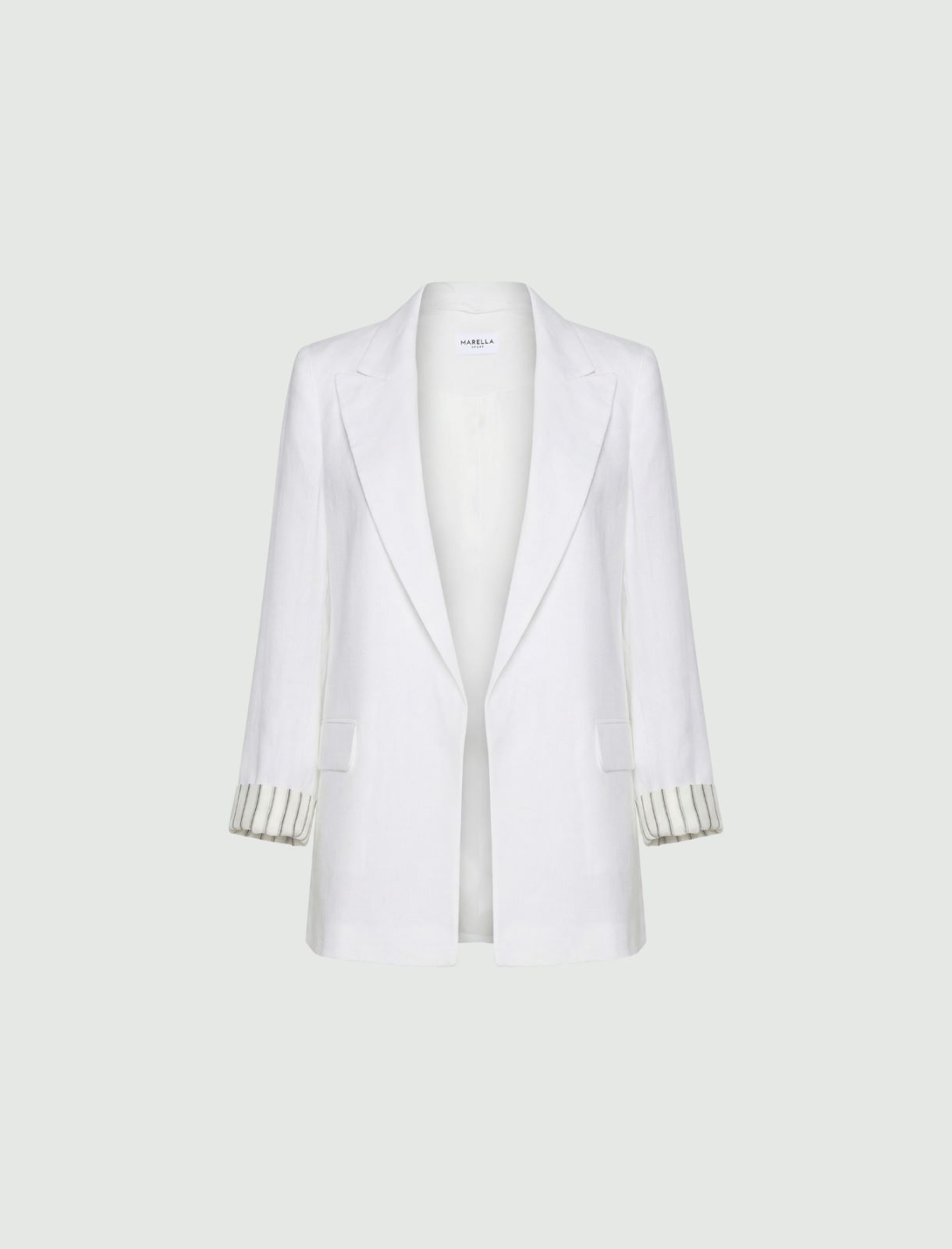 Pure linen blazer - OPTICAL WHITE - Marella