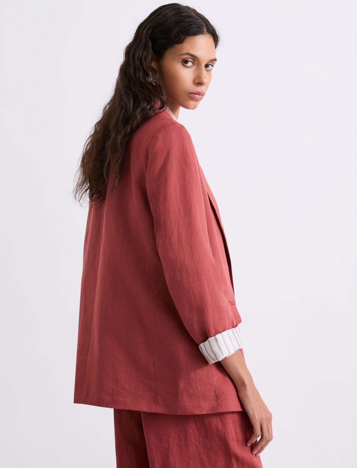 Pure linen blazer - BRICK RED - Marella - 3