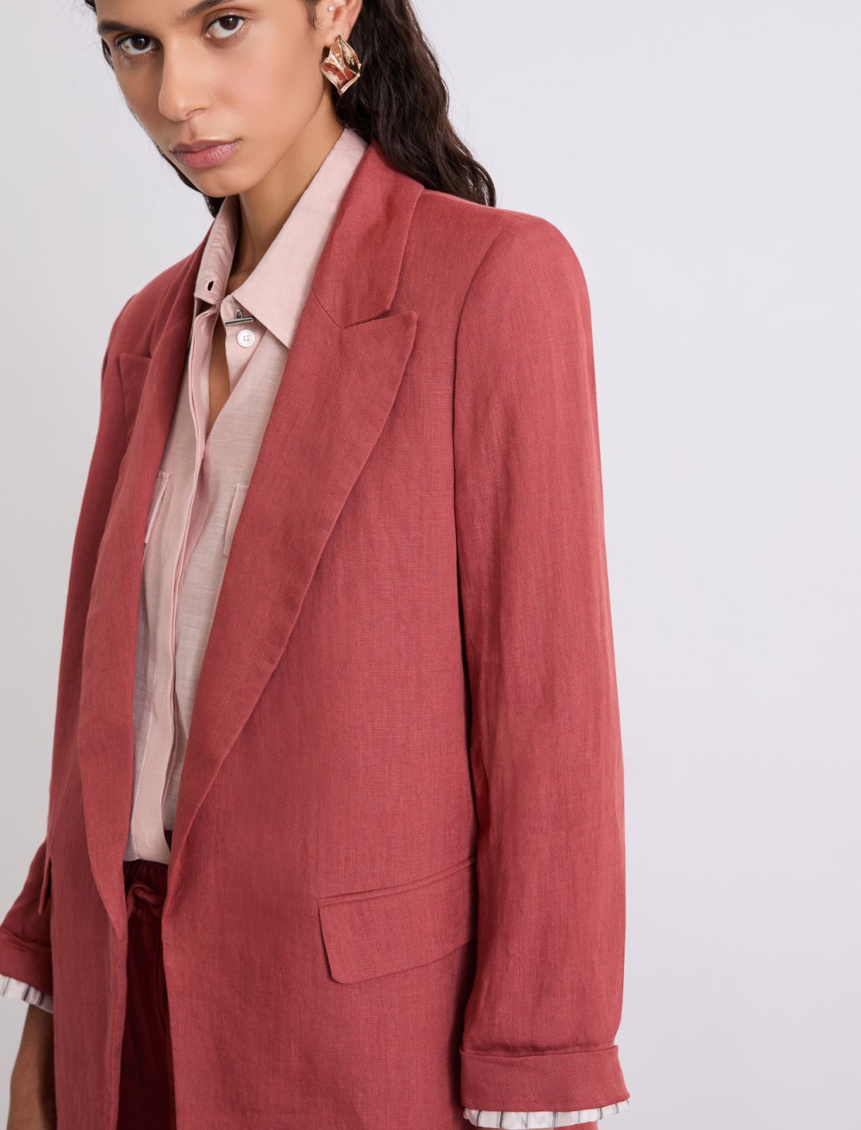Pure linen blazer - BRICK RED - Marella - 5