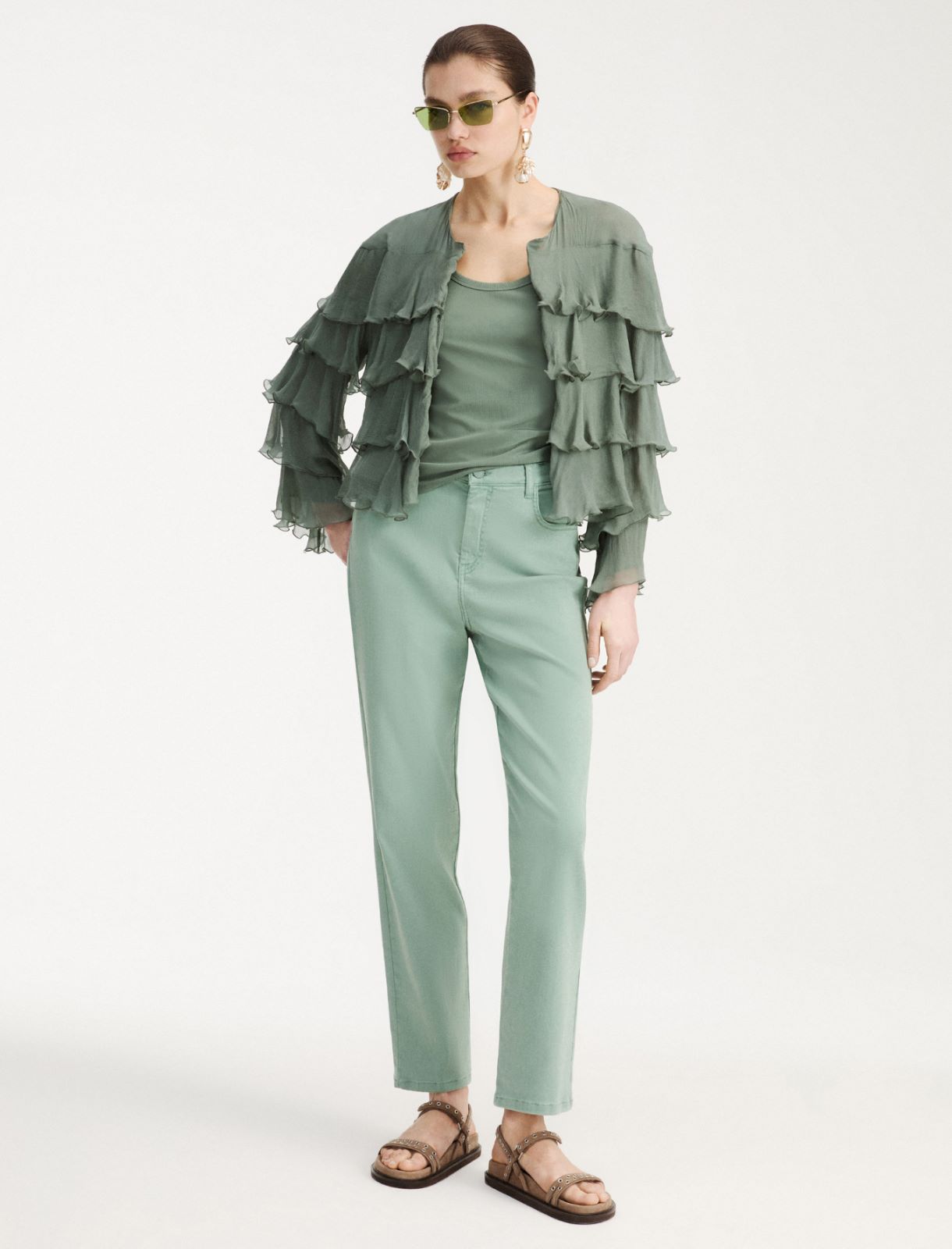 Giacca in creponne con balze - VERDE - Marella - 2