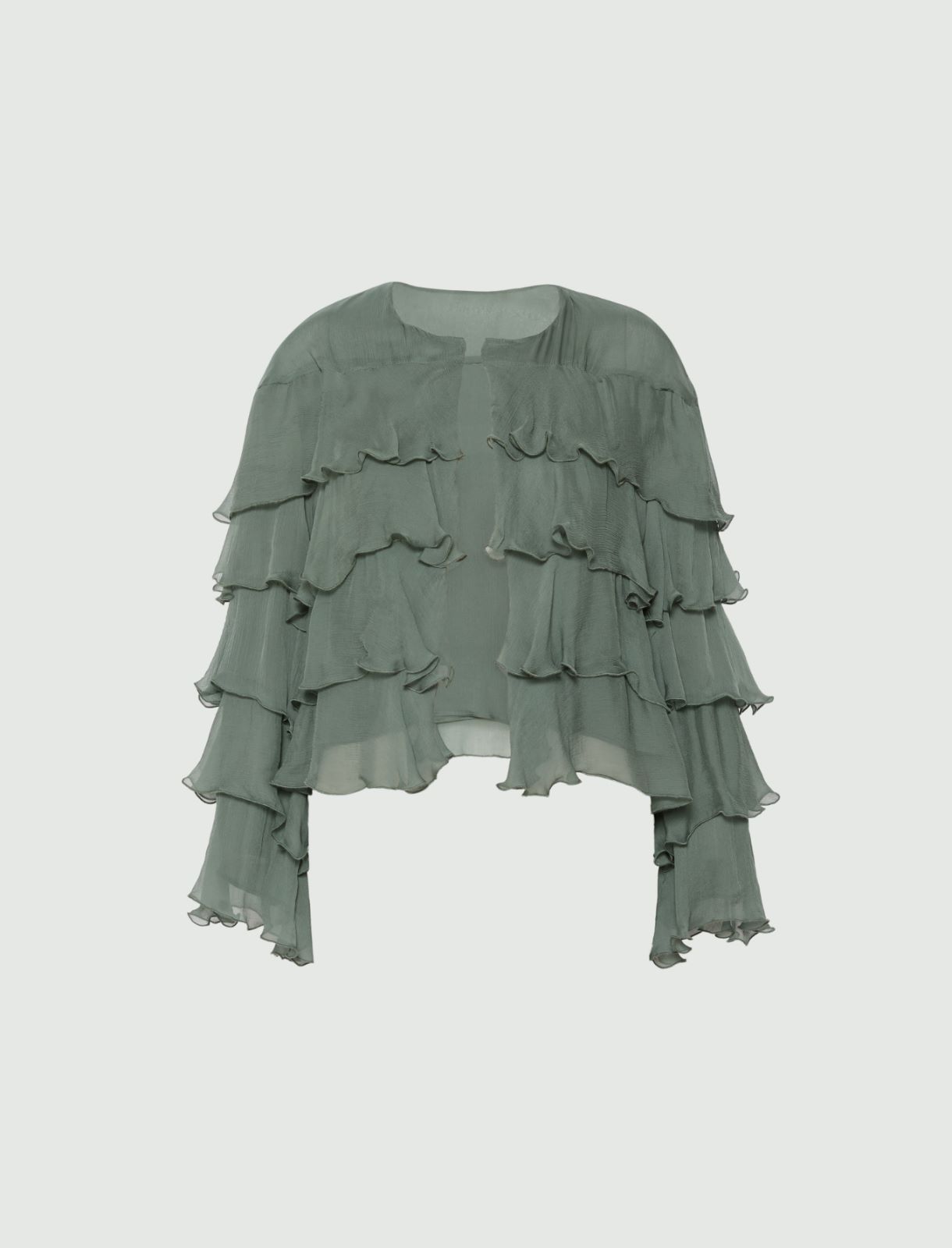 Giacca in creponne con balze - VERDE - Marella