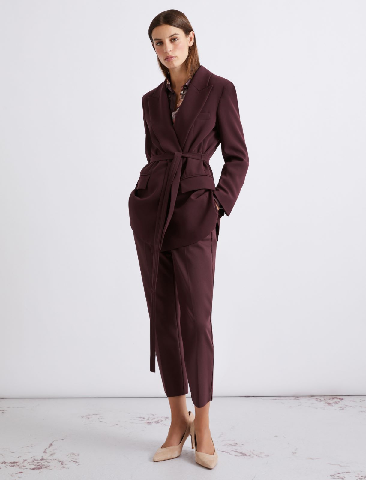 Belted cady jacket - Granate - Marella - 4