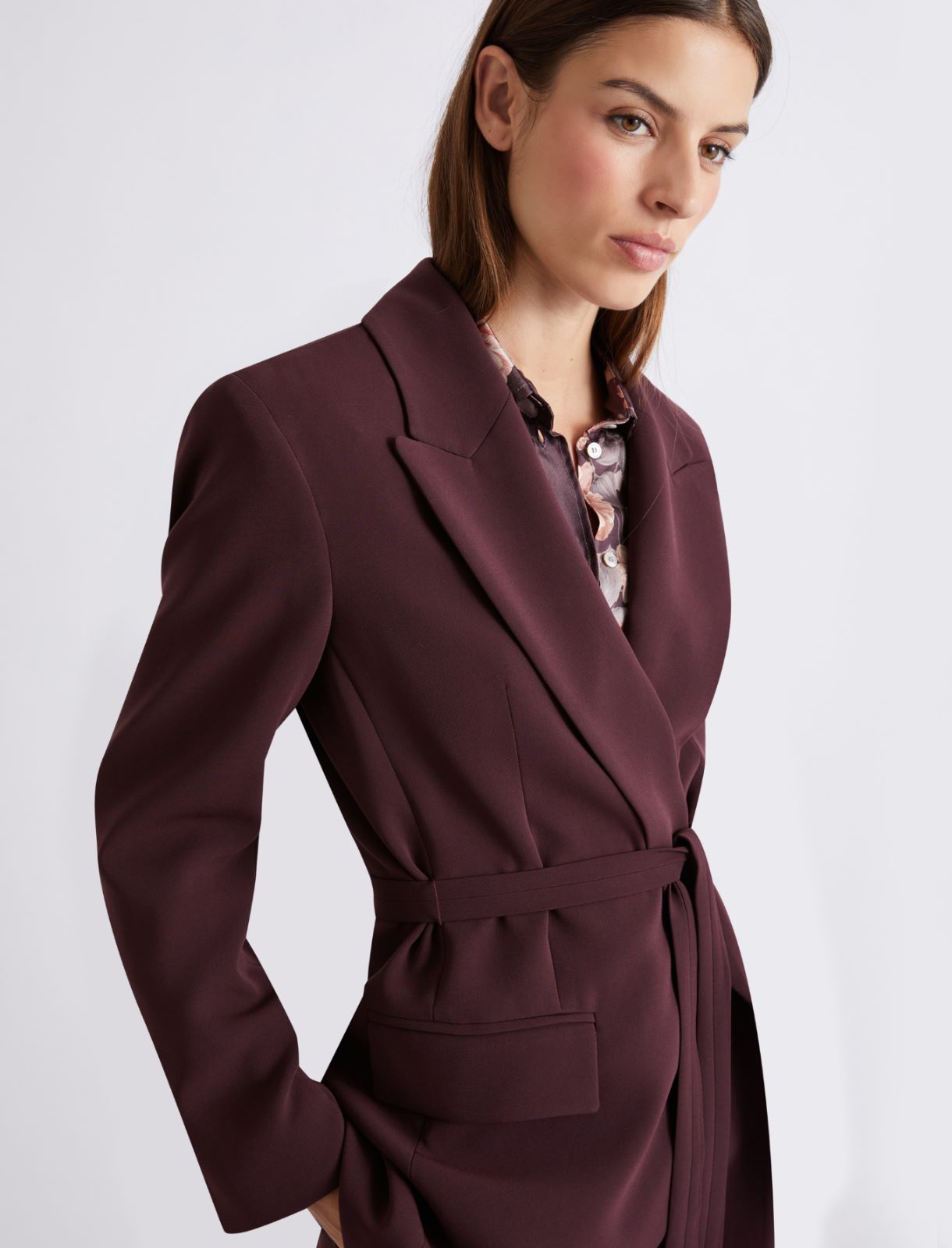 Belted cady jacket - Granate - Marella - 5