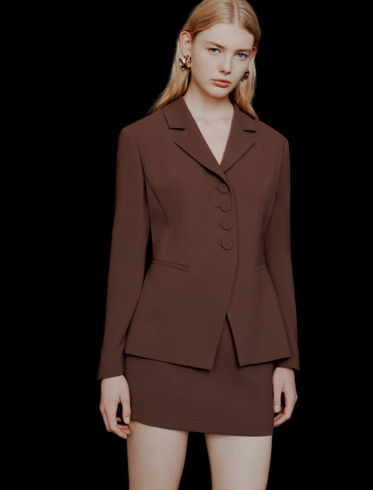 Semi-fitted envers satin blazer - BROWN - Marella - 4