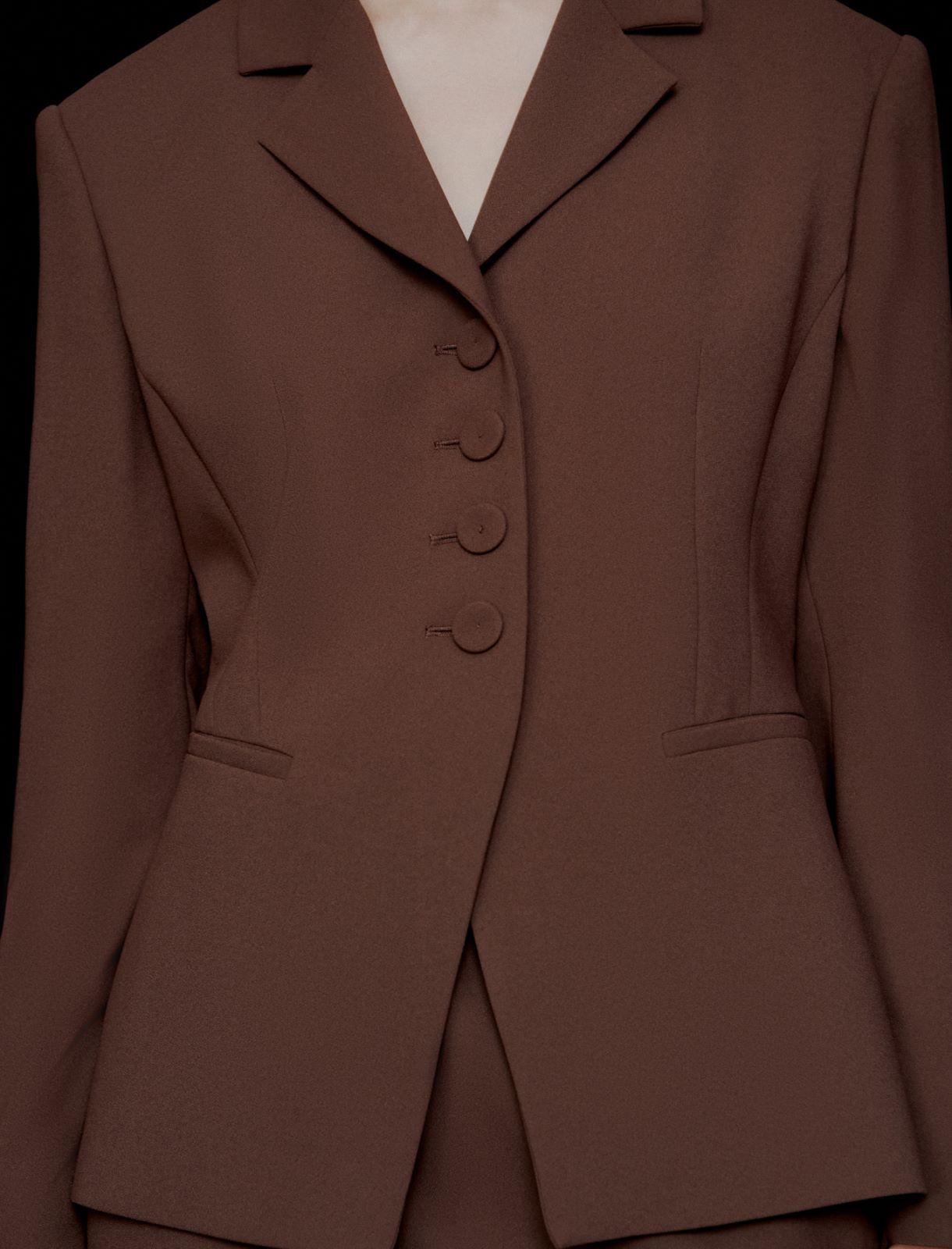 Semi-fitted envers satin blazer - BROWN - Marella - 5
