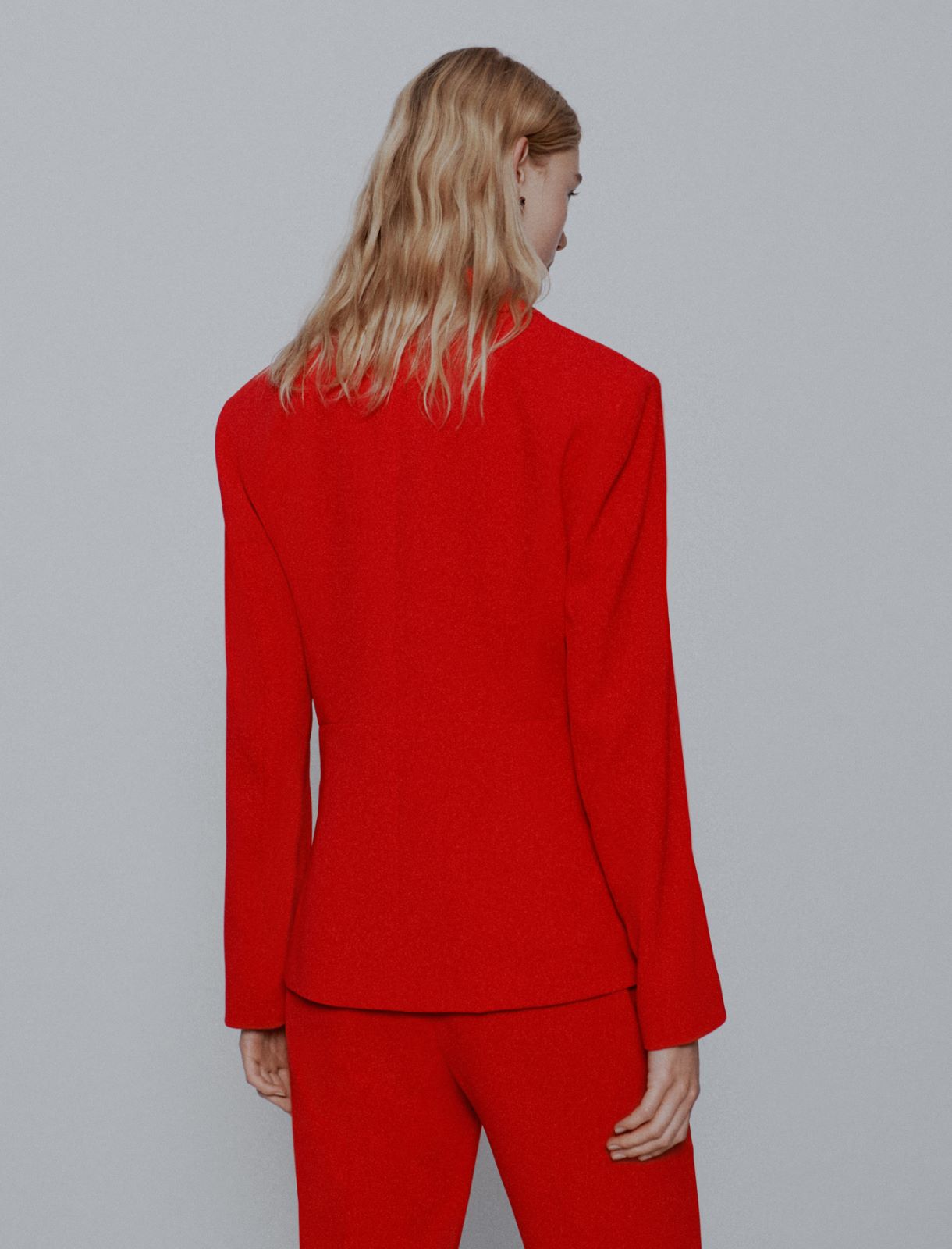 Semi-fitted envers satin blazer - RED - Marella - 3