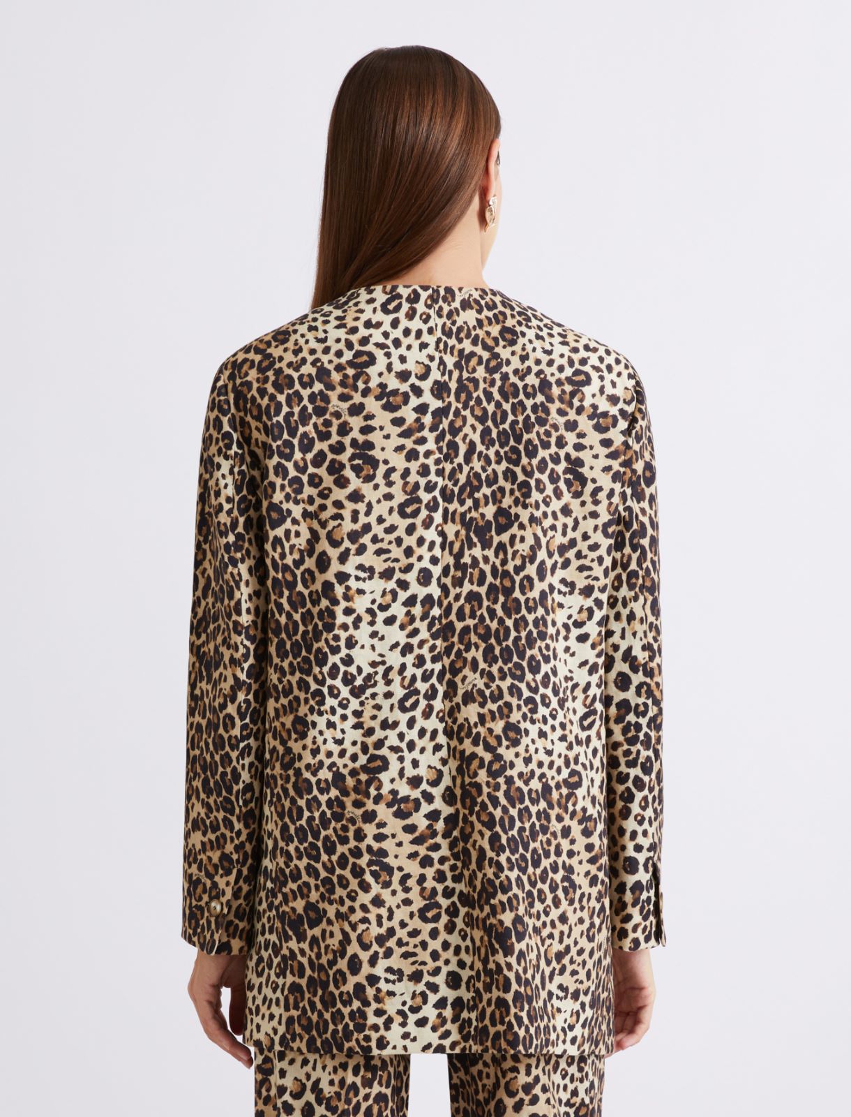 Linen-blend basketweave jacket - BEIGE - Marella - 3