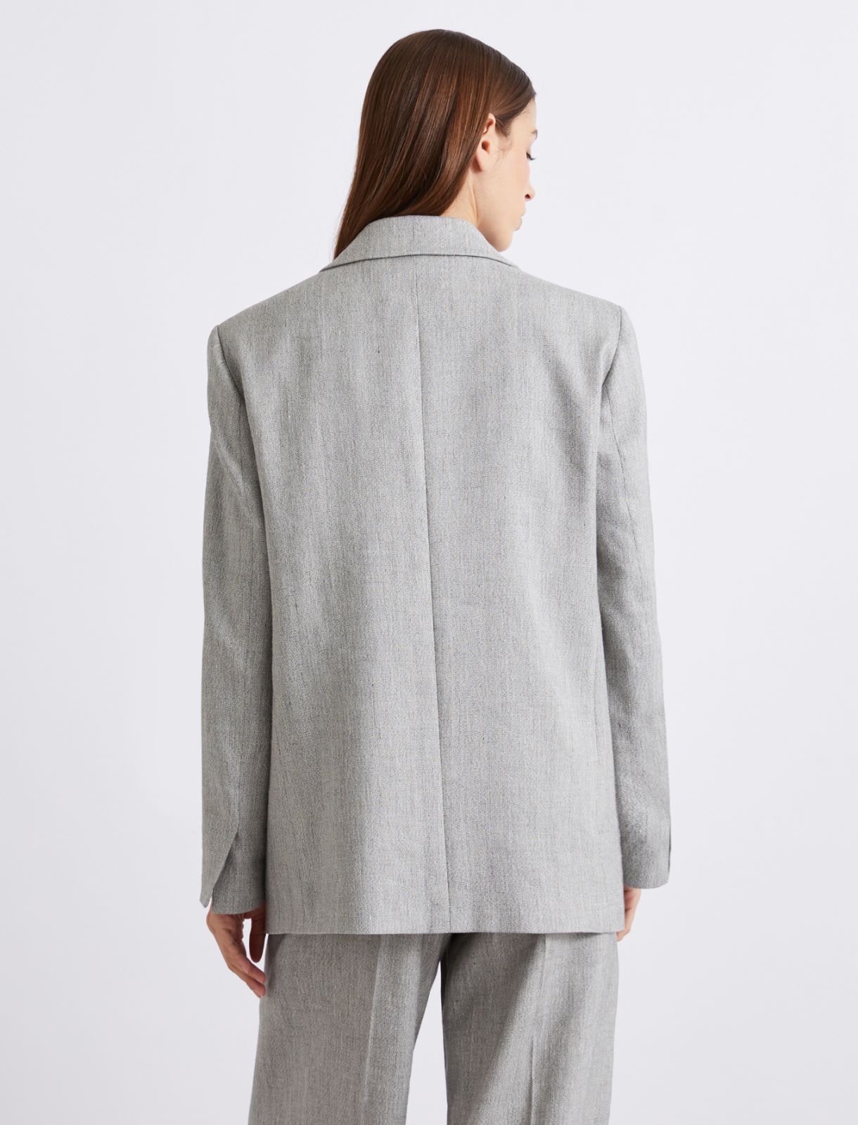 Stretch linen-blend grisaille blazer - Grey - Marella - 3