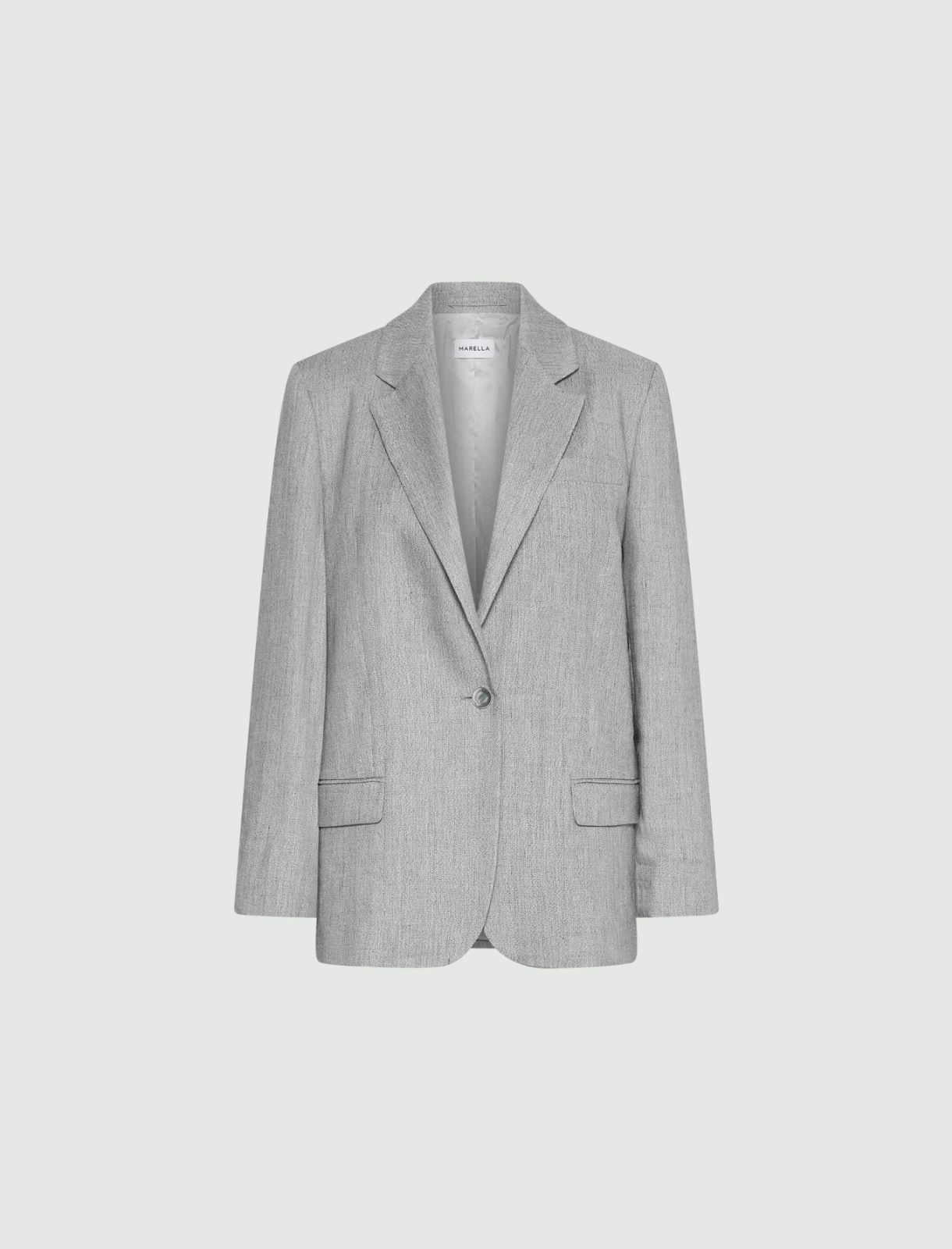 Stretch linen-blend grisaille blazer - Grey - Marella