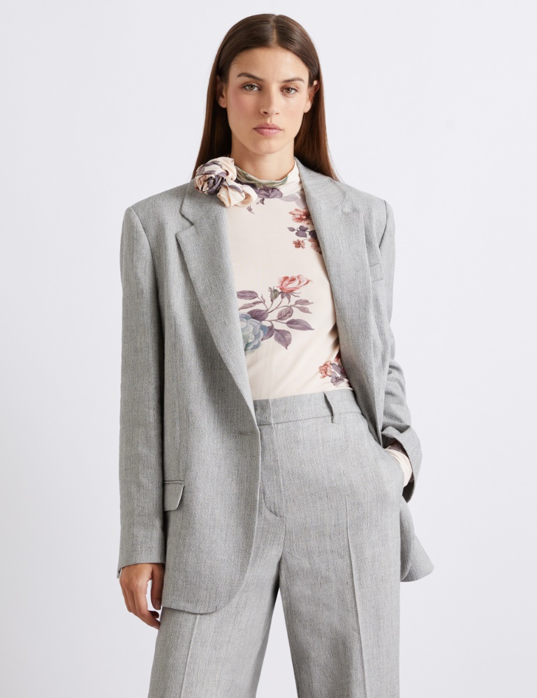 Stretch linen-blend grisaille blazer - Marella