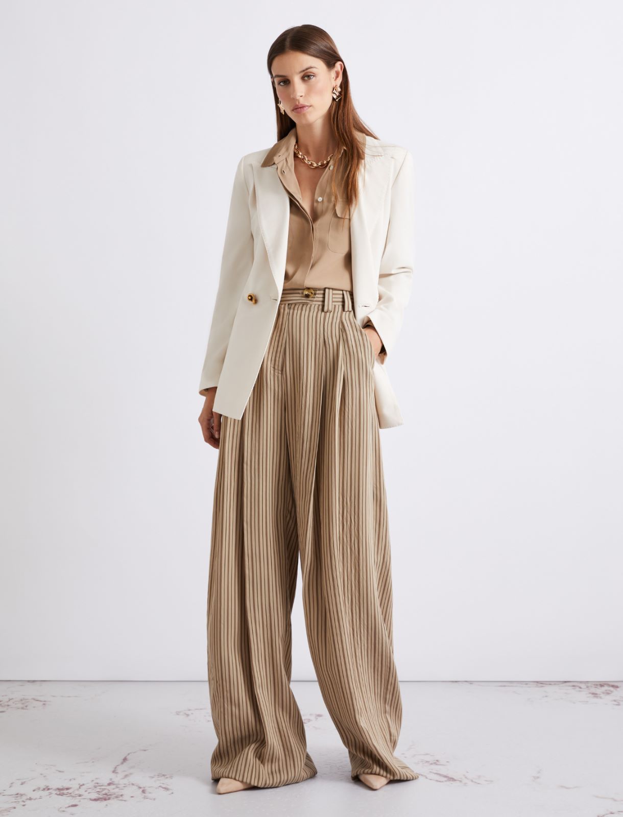 Double-breasted stretch canvas blazer - WHITE - Marella - 2