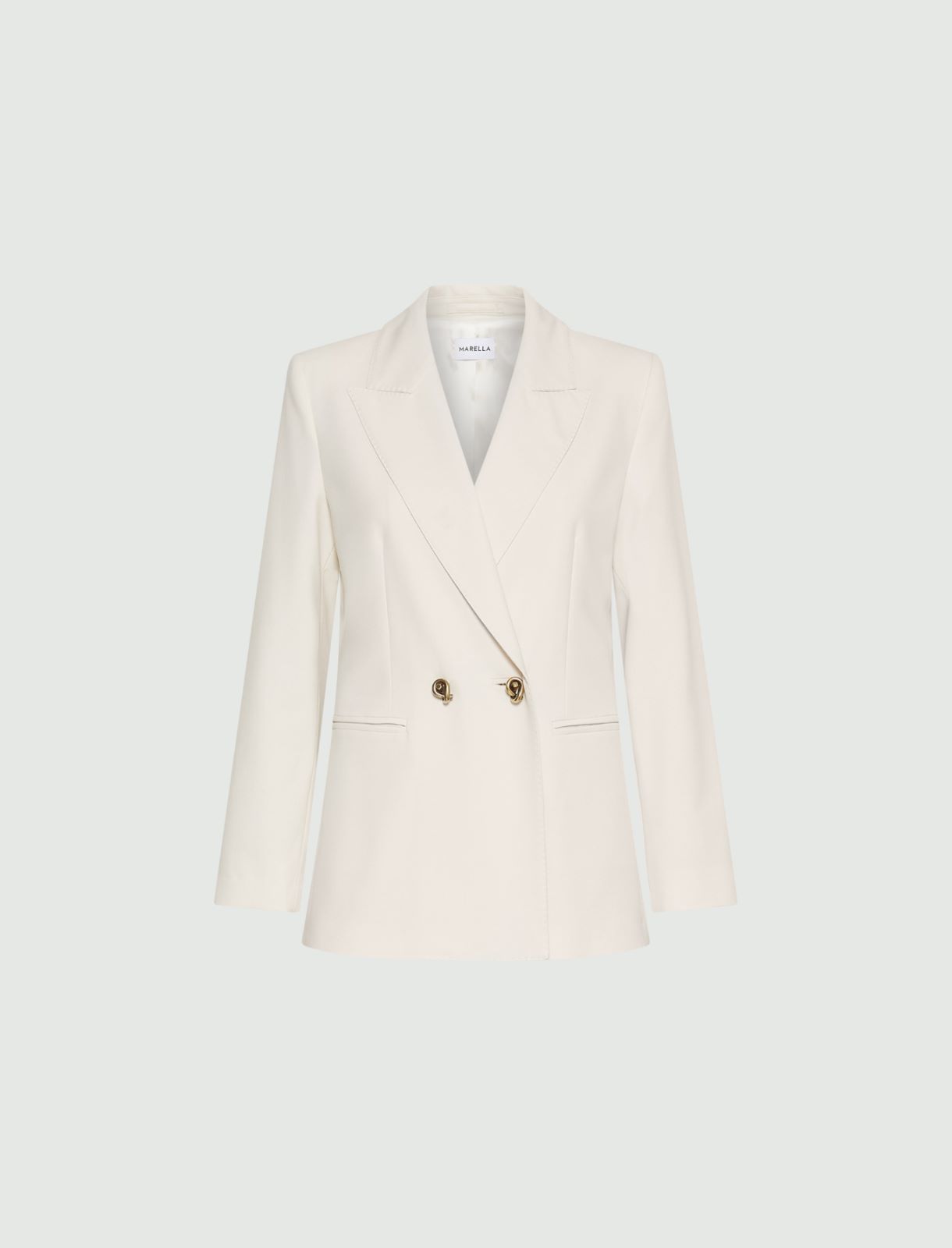 Double-breasted stretch canvas blazer - WHITE - Marella