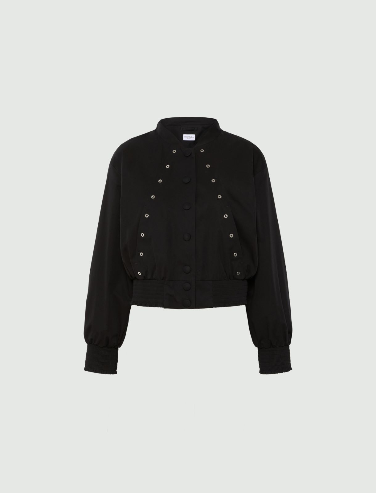 Eyelet-detail cotton bomber jacket - BLACK - Marella