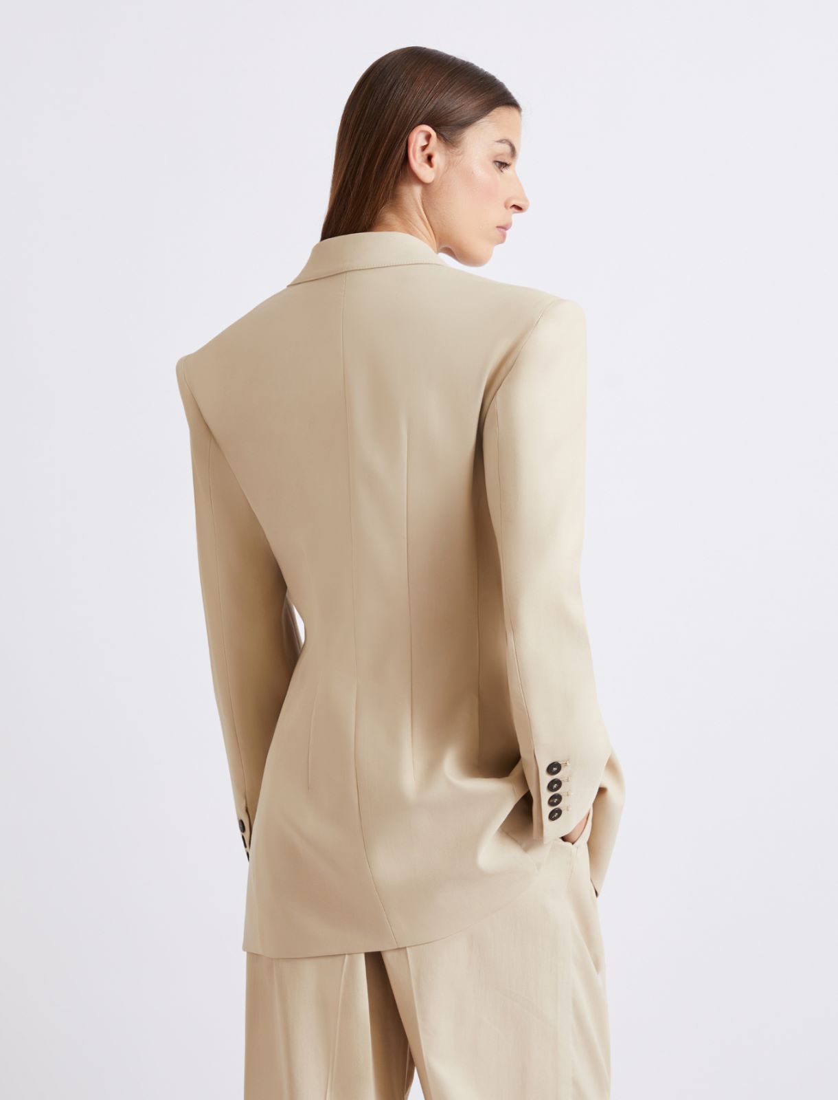 Stretch viscose-blend twill blazer - BEIGE - Marella - 3
