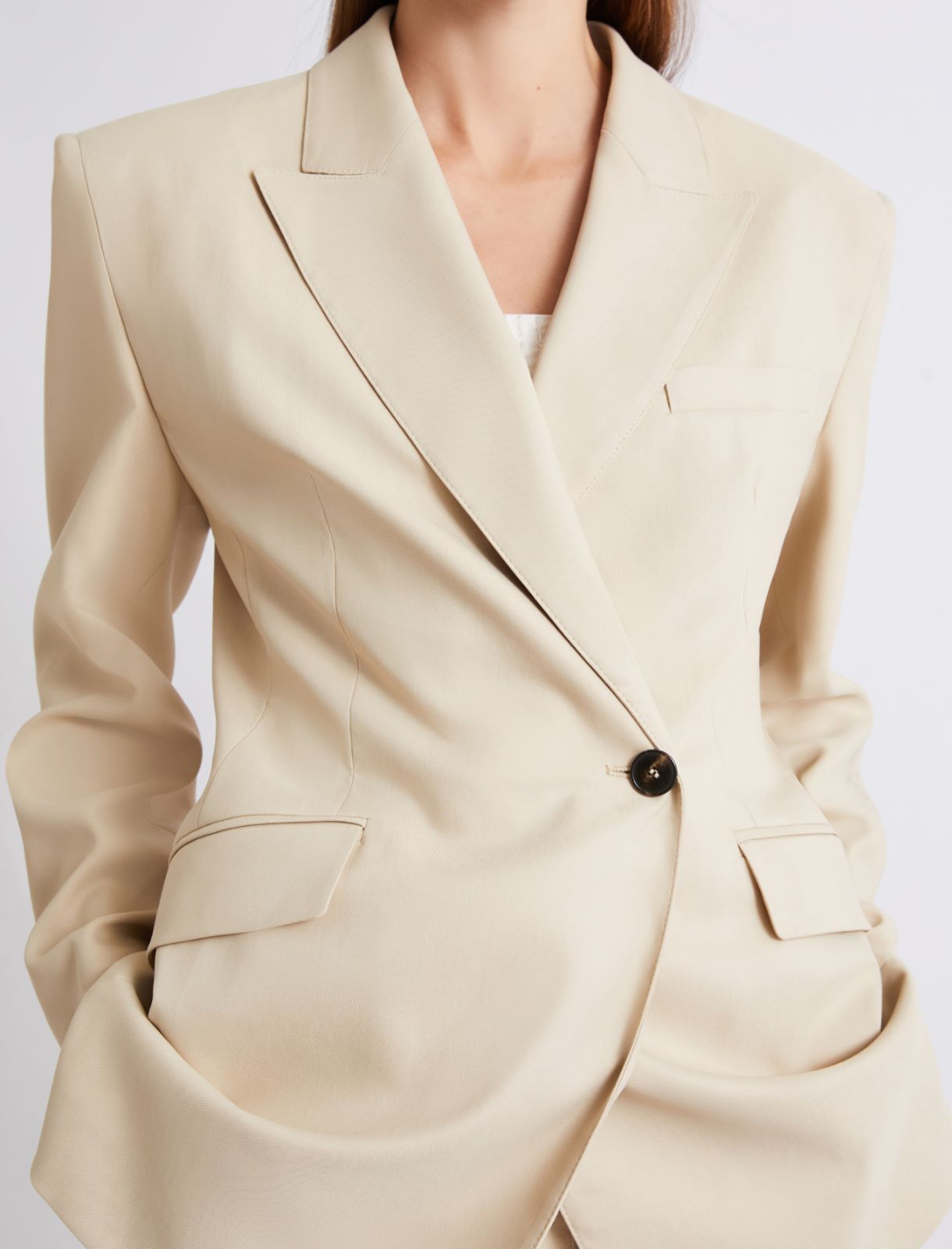 Stretch viscose-blend twill blazer - BEIGE - Marella - 5