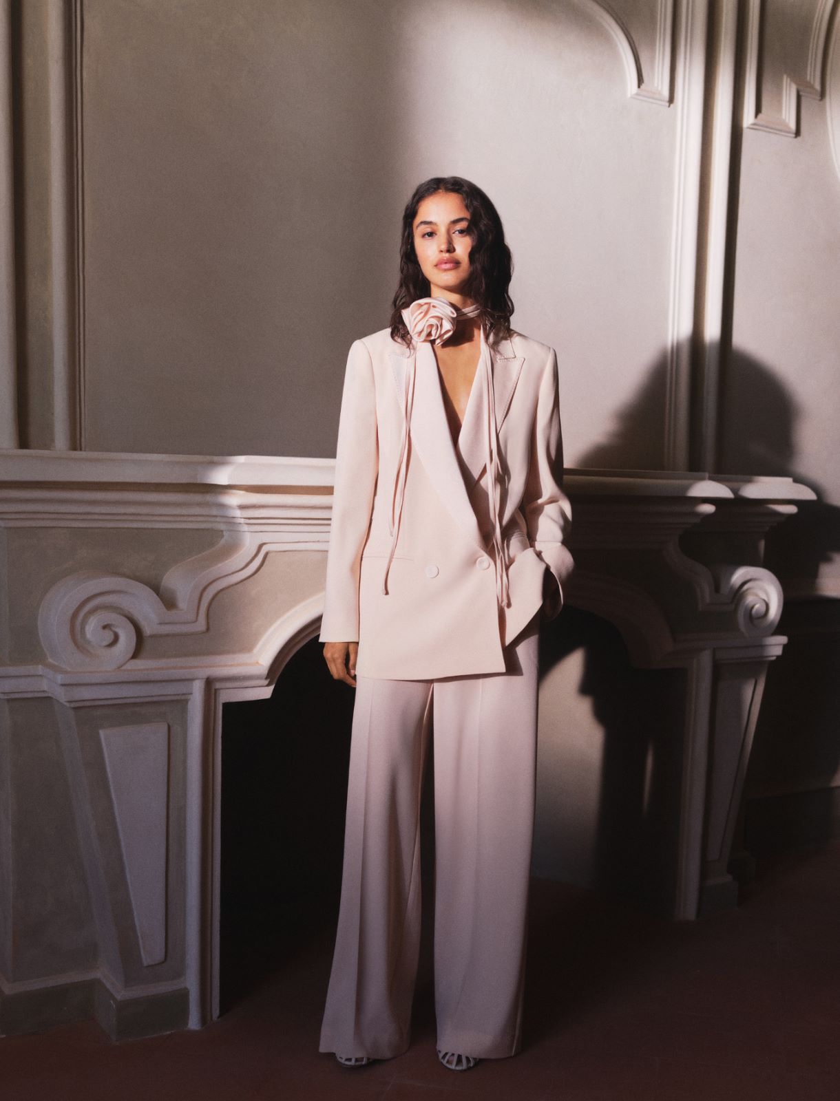 Blazer en envers satin avec ceinture - POUDRE - Marella - 2