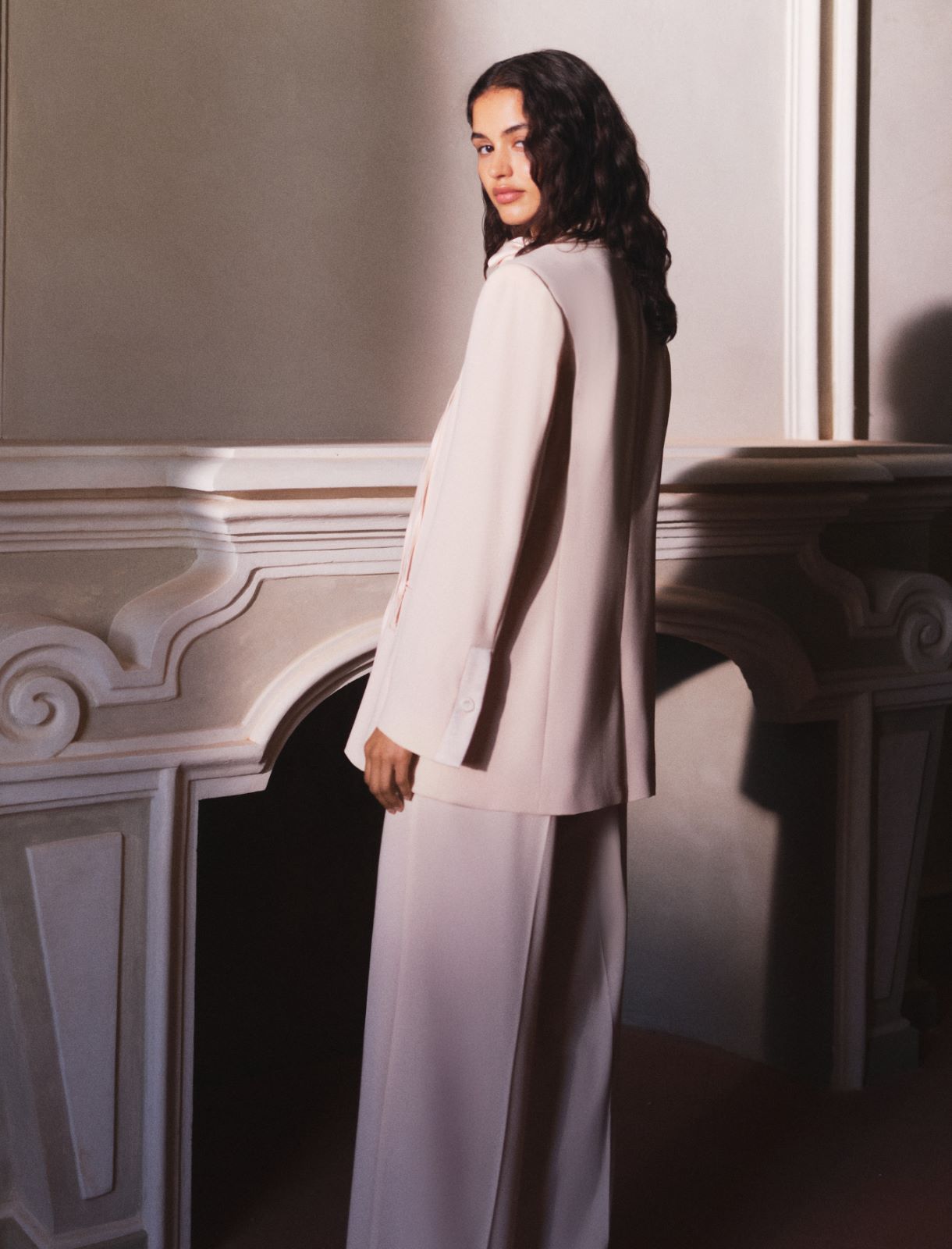 Blazer en envers satin avec ceinture - POUDRE - Marella - 3