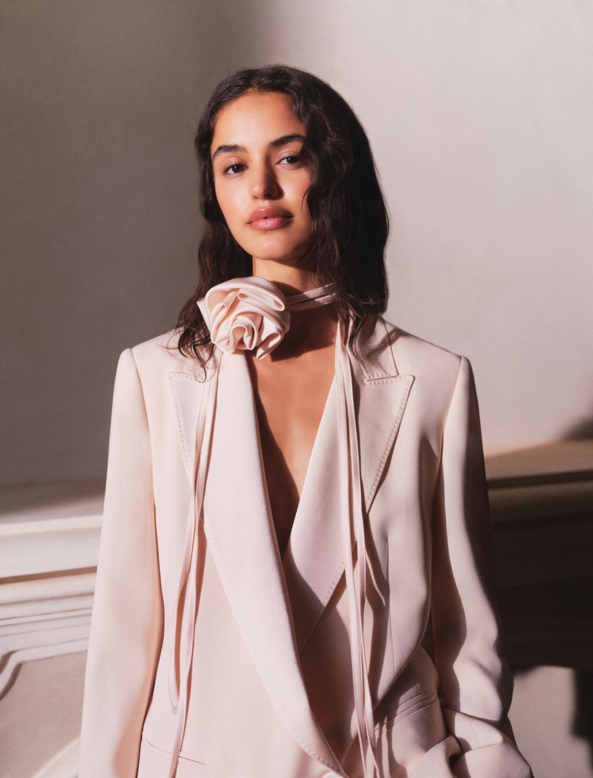 Blazer en envers satin avec ceinture - POUDRE - Marella - 6