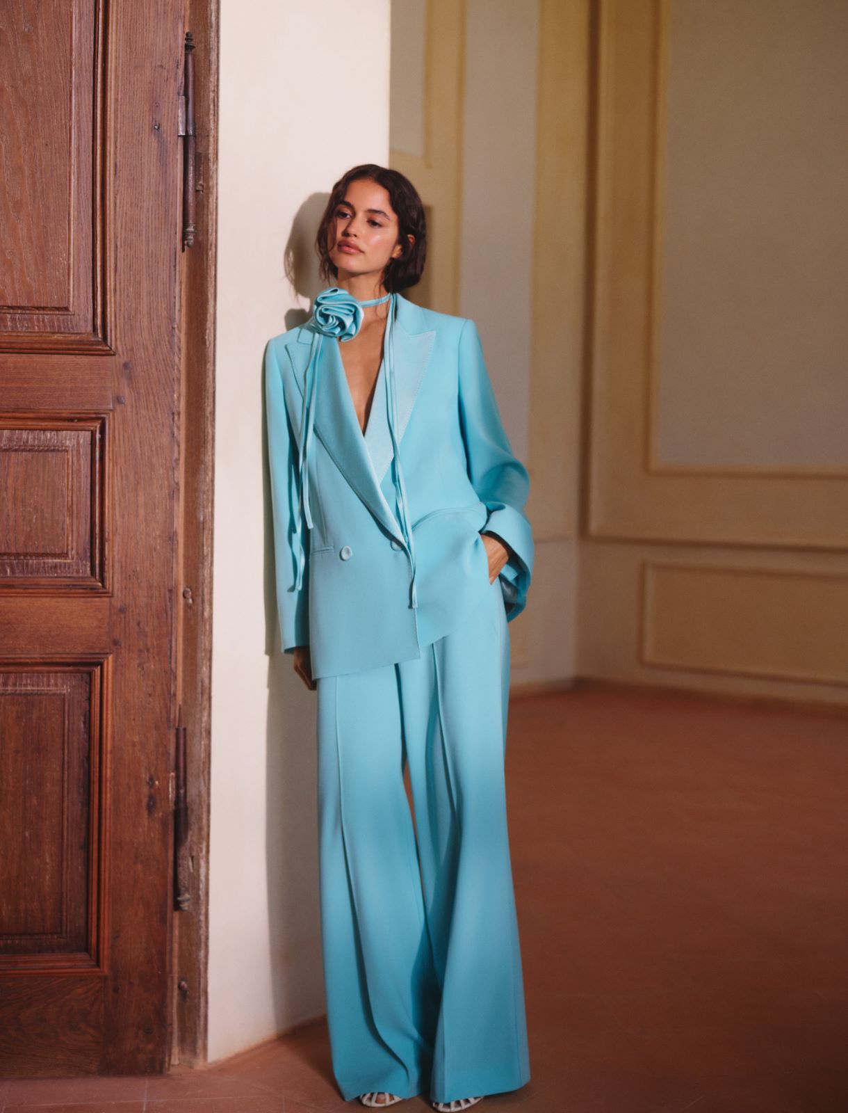 Blazer en envers satin avec ceinture - AIGUE-MARINE - Marella - 2