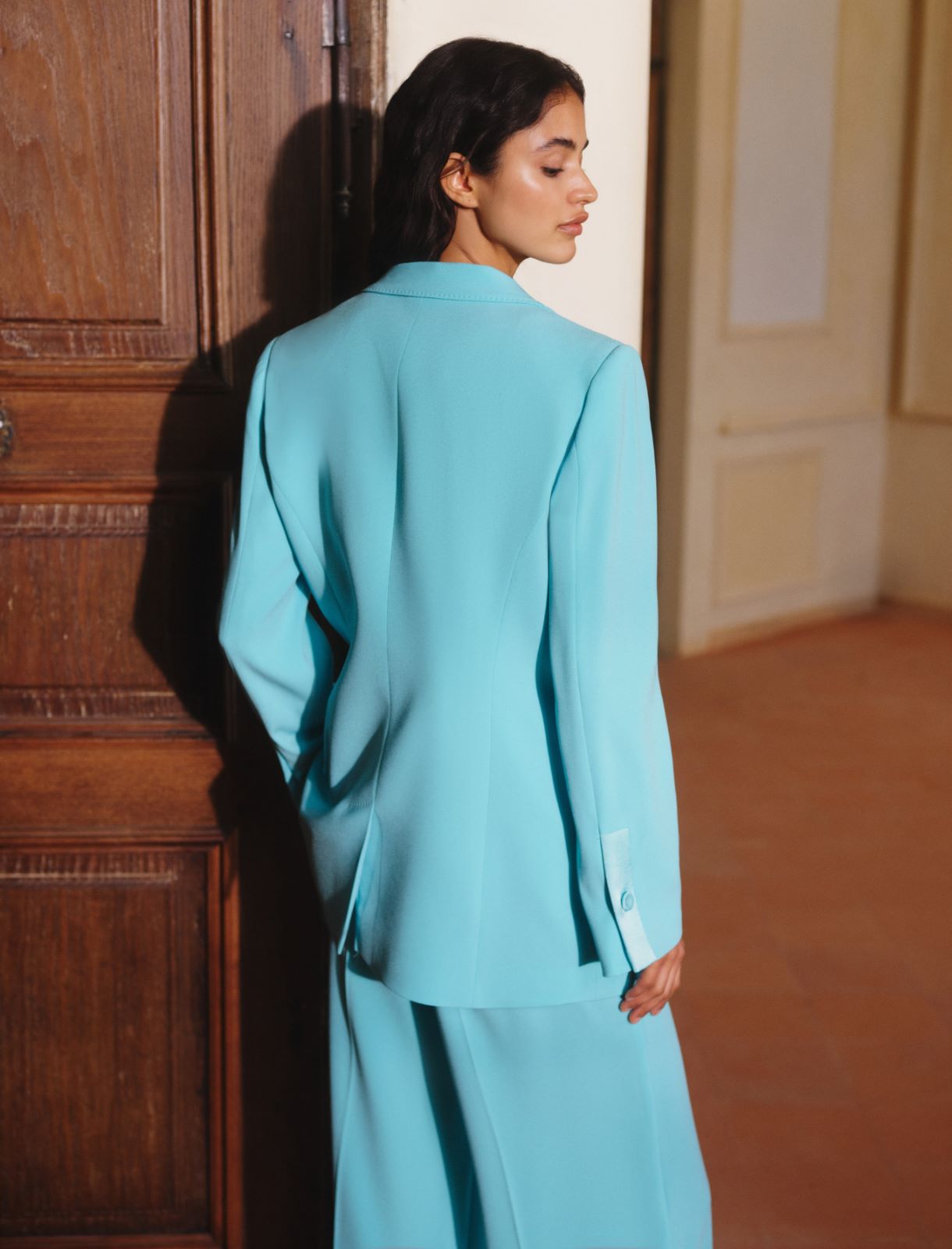 Blazer en envers satin avec ceinture - AIGUE-MARINE - Marella - 3