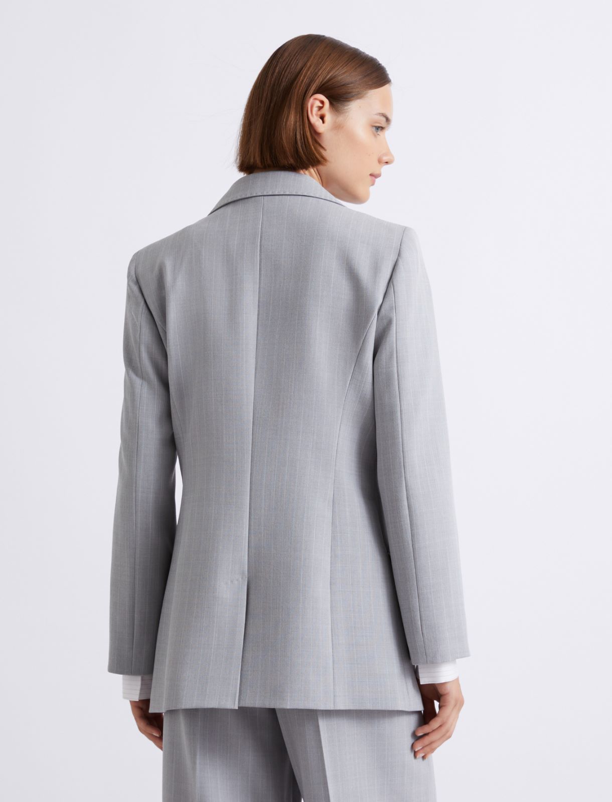 Blazer en toile stretch effet mal filé - GRIS CLAIR MELANGE - Marella - 3