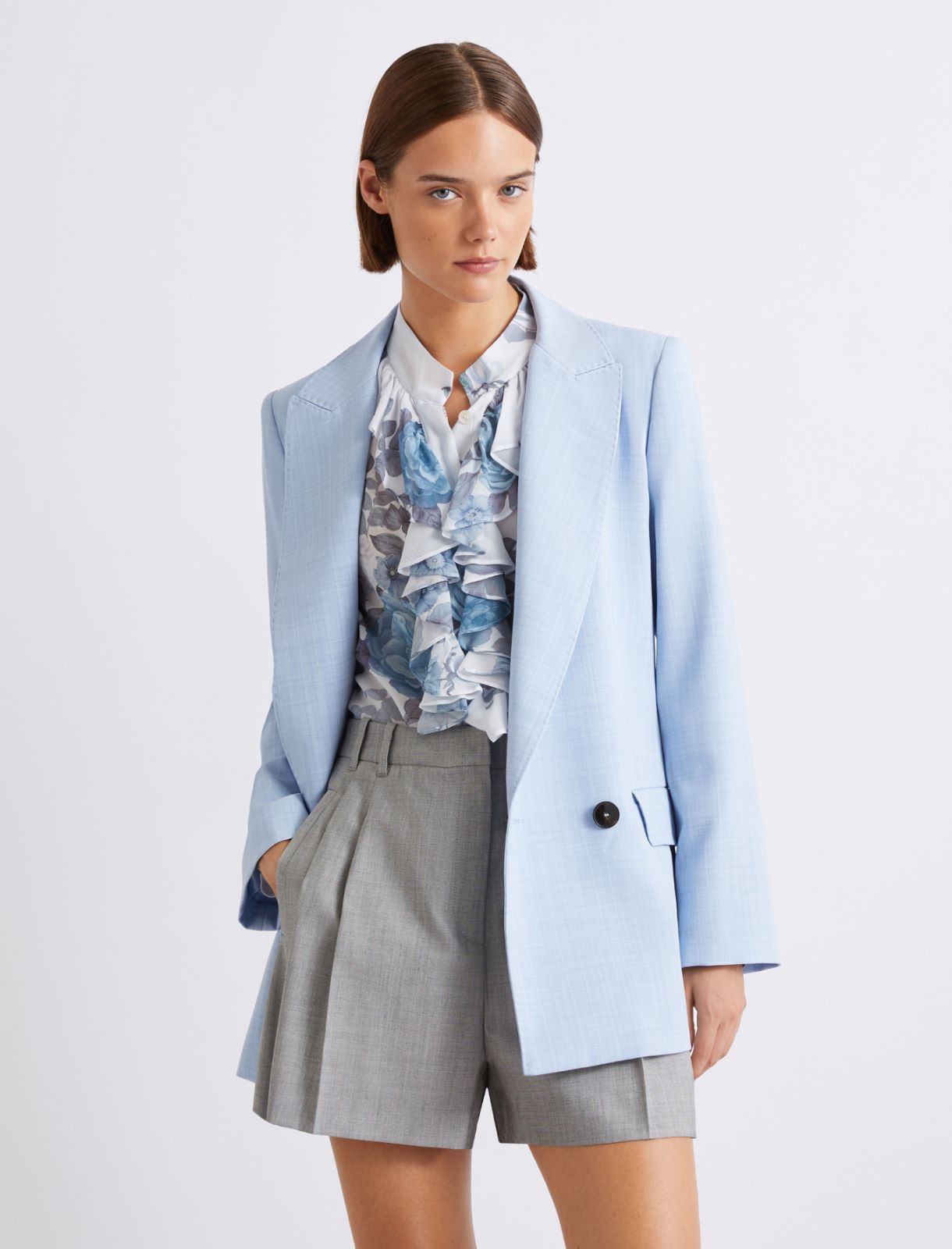Blazer en toile stretch effet mal filé - AZURE - Marella - 4