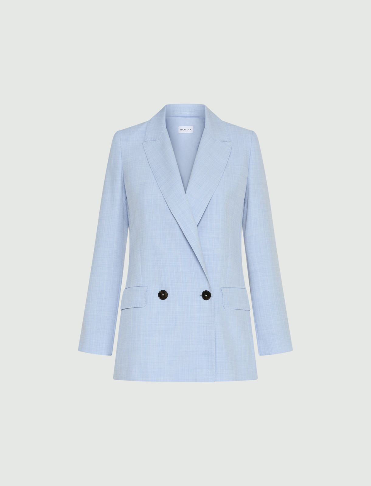 Malfilé-look stretch canvas blazer - LIGHT BLUE - Marella
