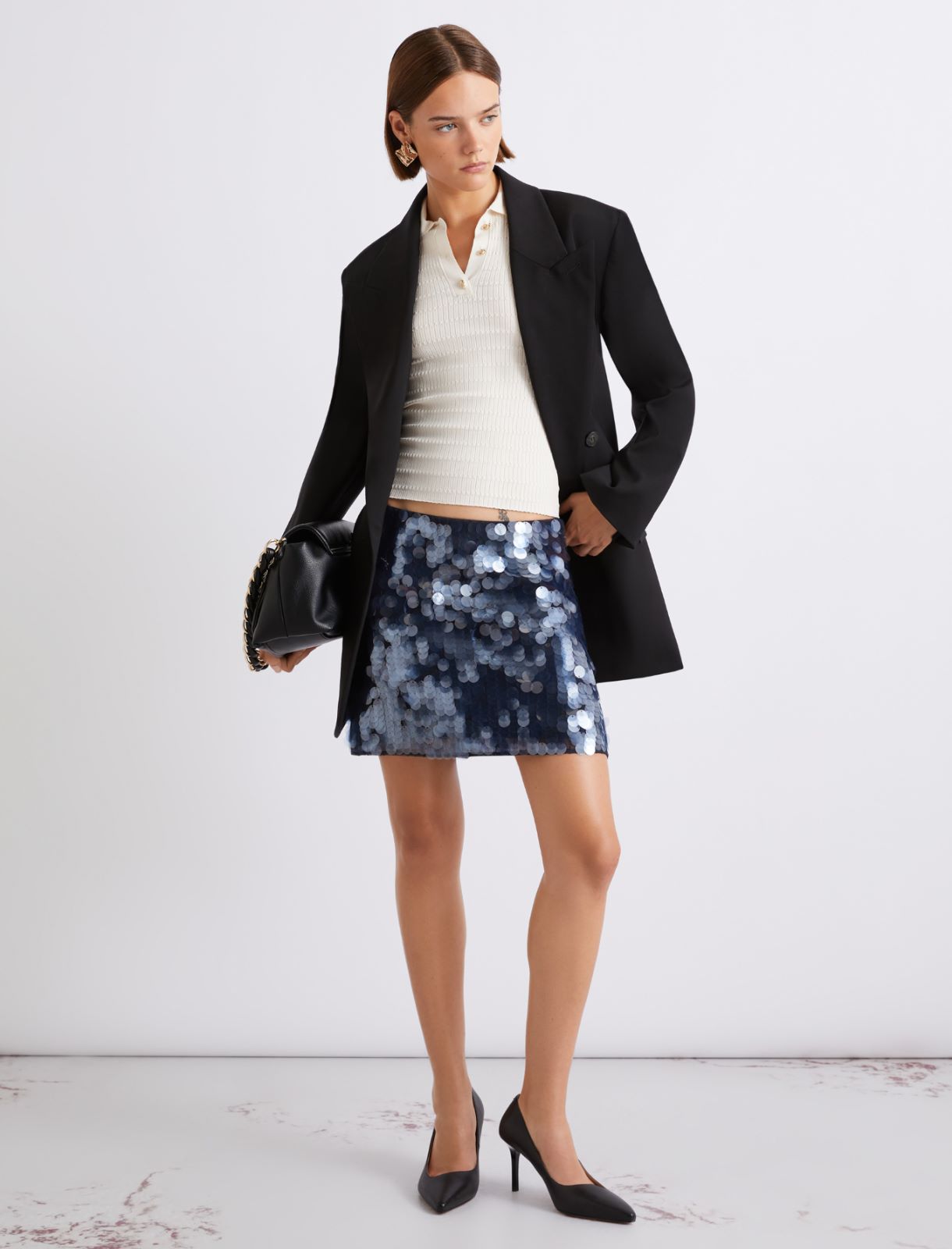 Double-breasted pure wool blazer - BLACK - Marella - 2