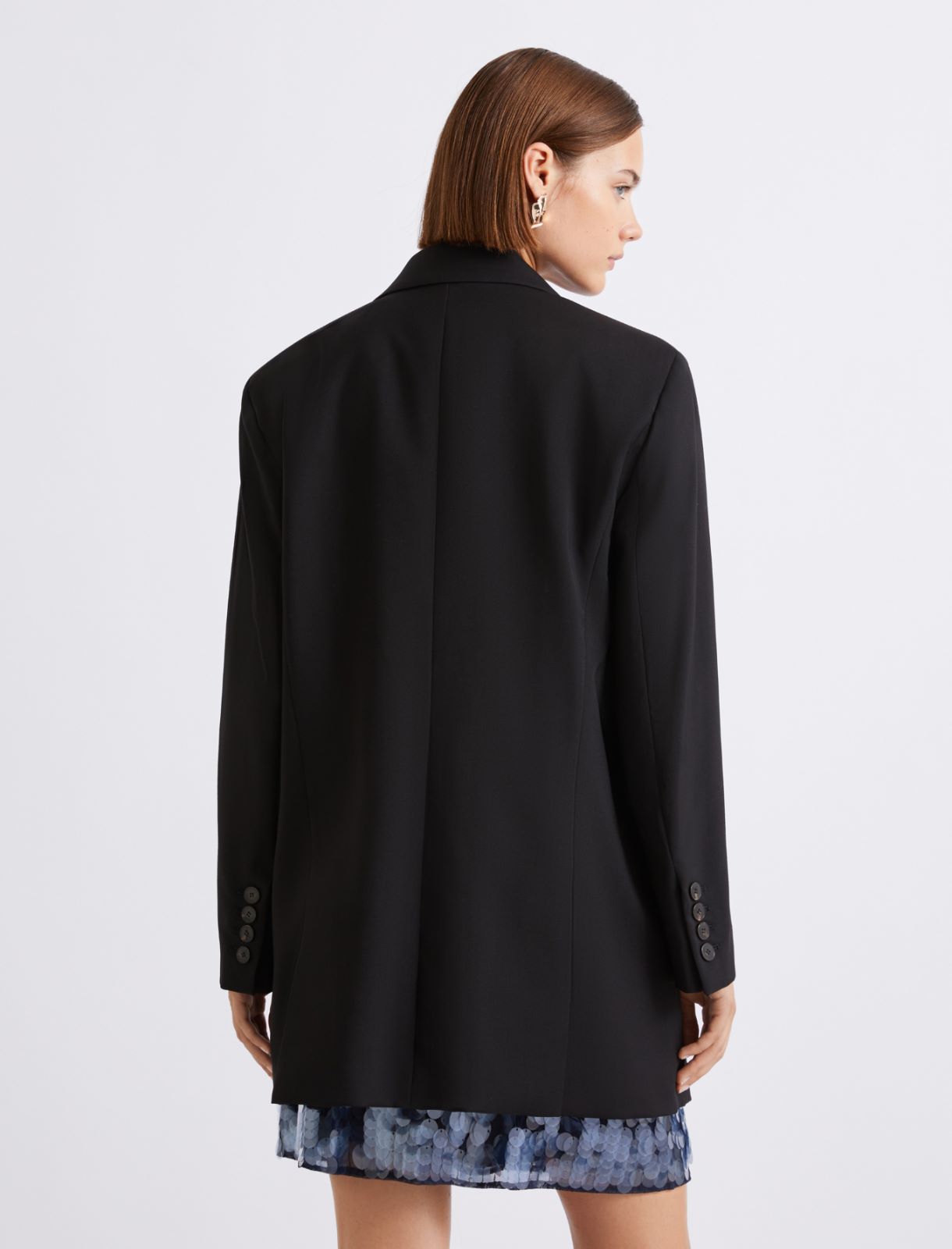 Double-breasted pure wool blazer - BLACK - Marella - 3