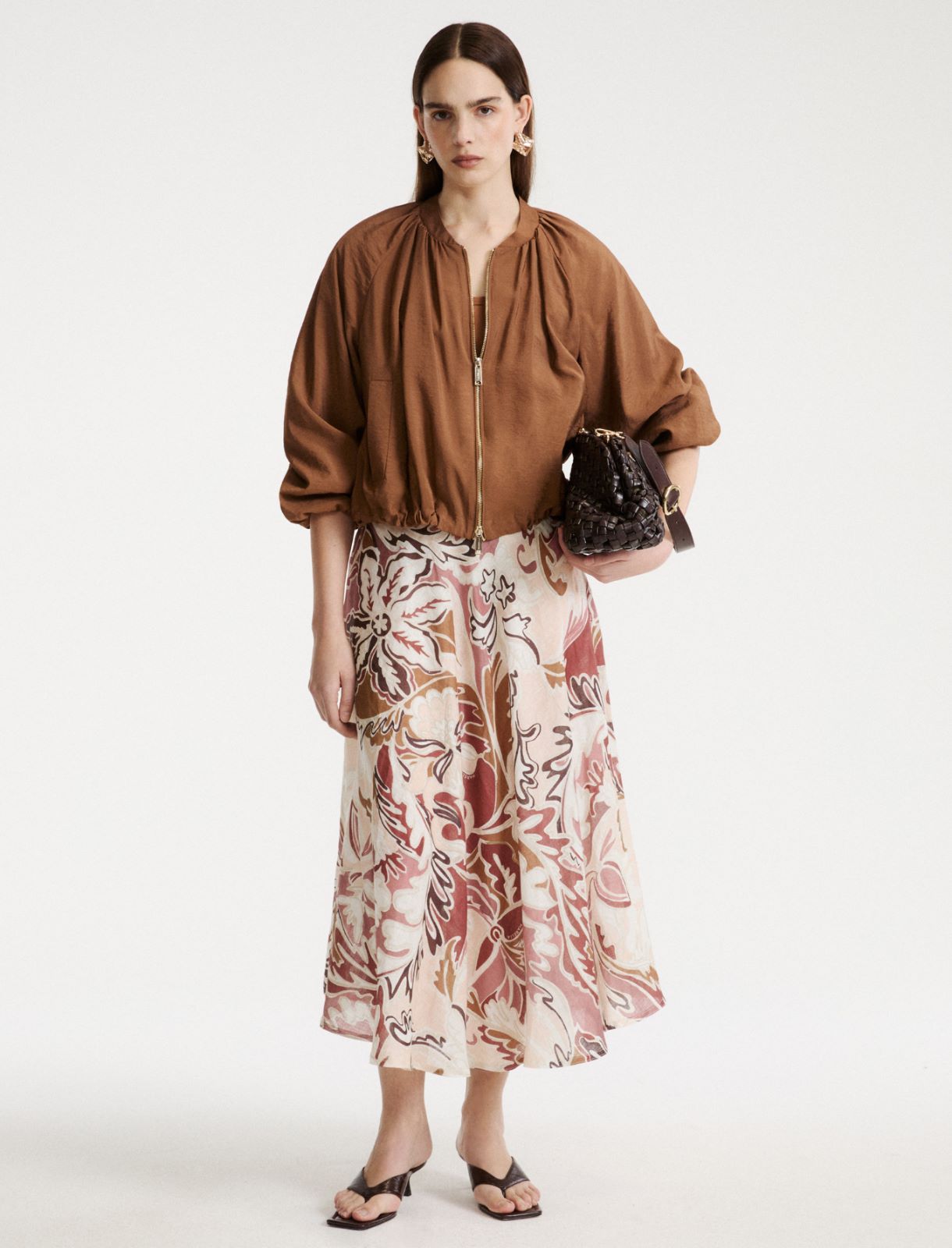 Drawstring-hem bomber jacket - TOBACCO BROWN - Marella - 2