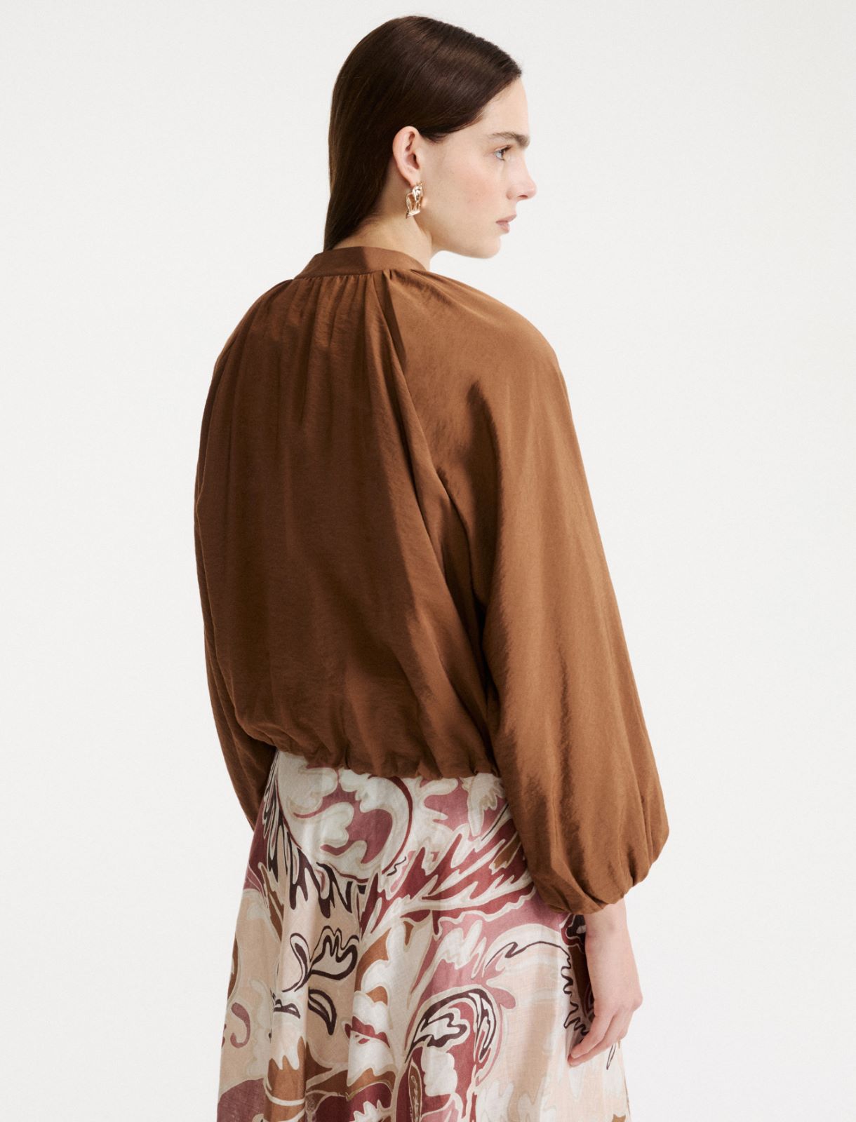 Drawstring-hem bomber jacket - TOBACCO BROWN - Marella - 3