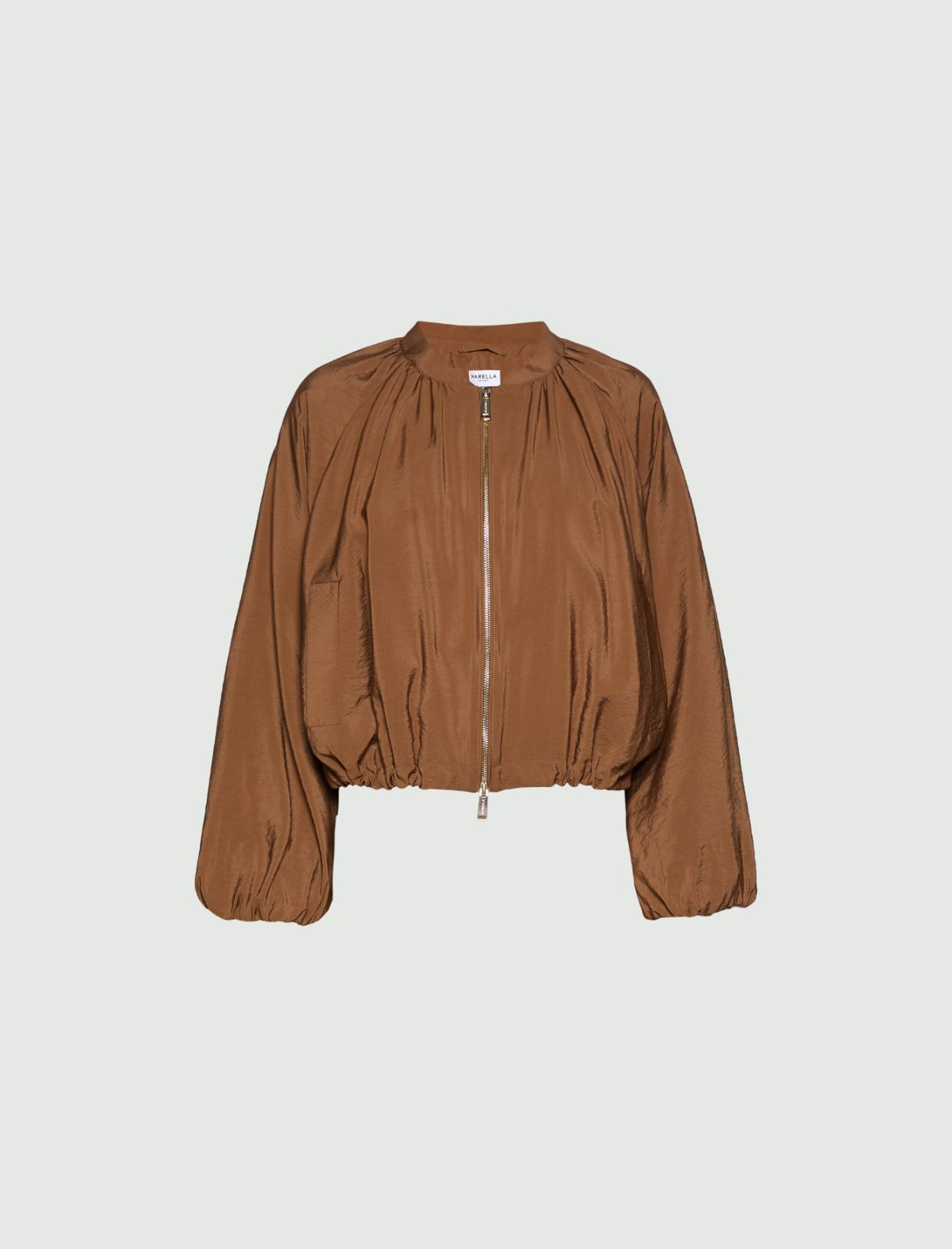 Drawstring-hem bomber jacket - TOBACCO BROWN - Marella