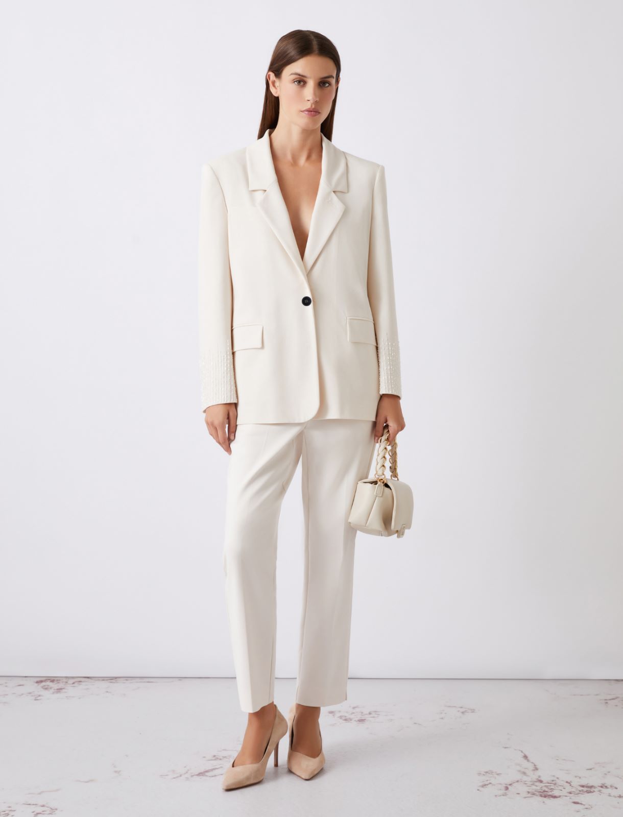 Straight-fit stretch canvas blazer - WHITE - Marella - 2