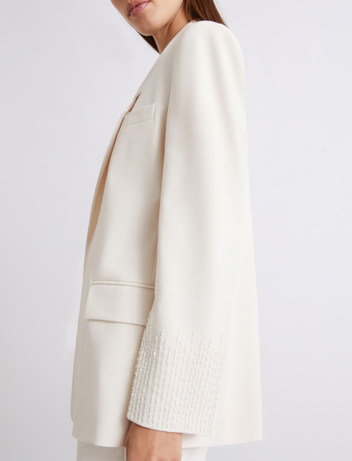 Straight-fit stretch canvas blazer - WHITE - Marella - 5