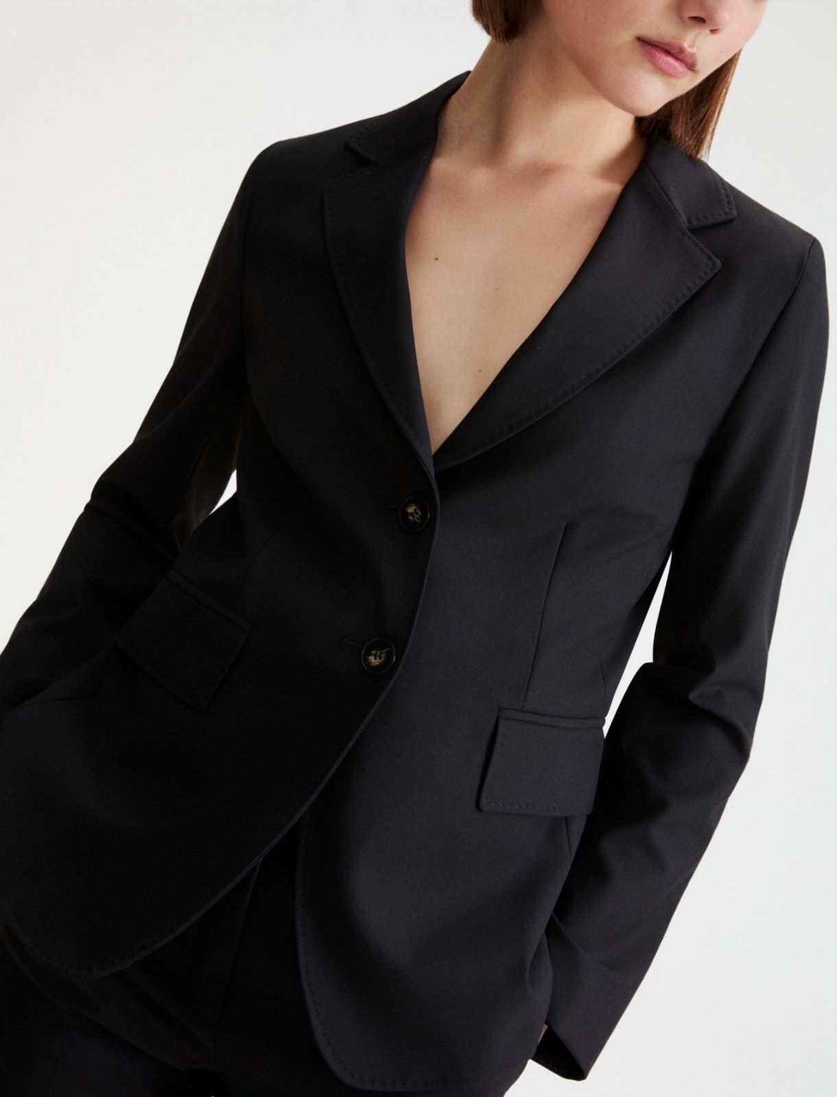 Slim-fit stretch canvas blazer - BLACK - Marella - 5