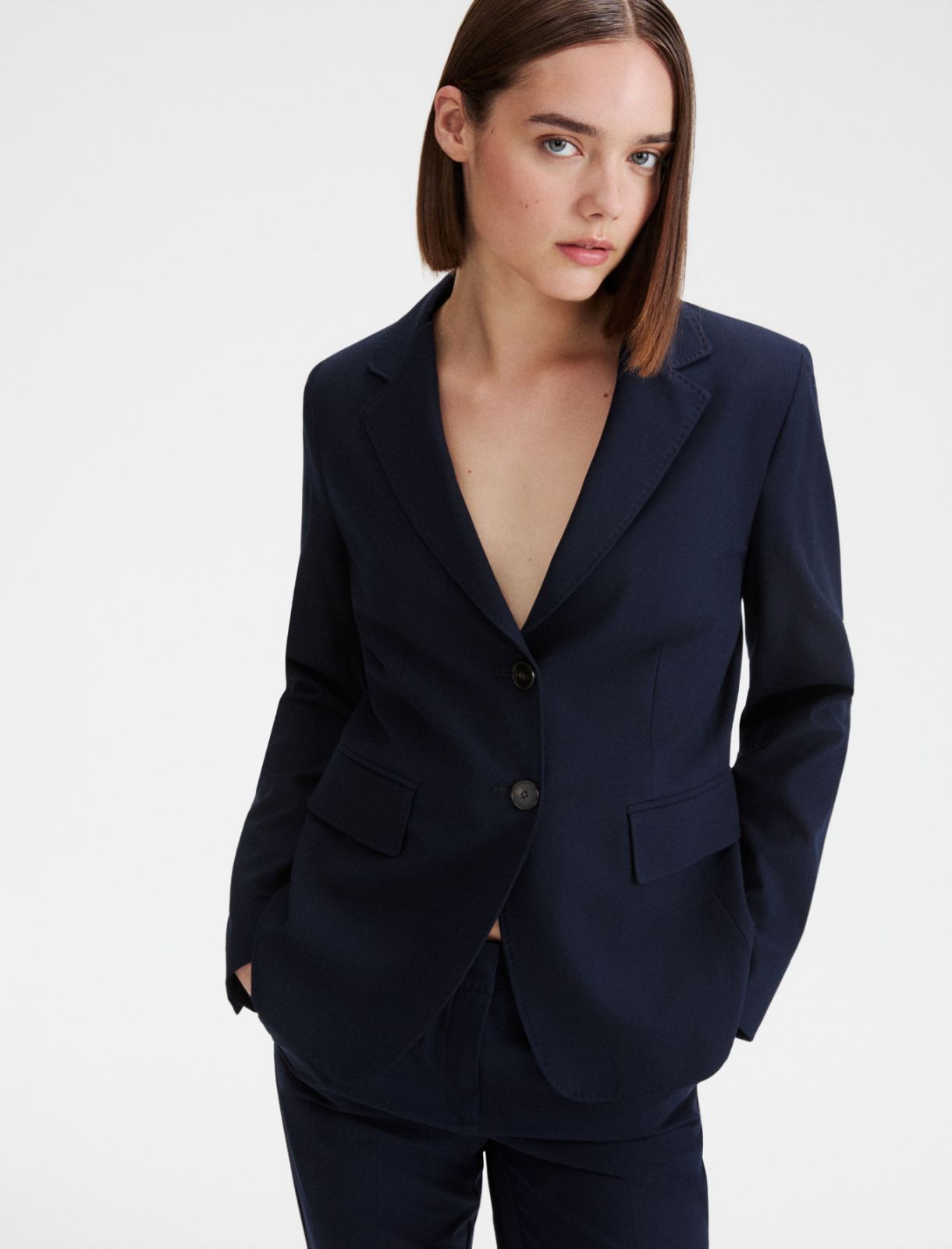 Slim-fit stretch canvas blazer - MIDNIGHTBLUE - Marella - 4