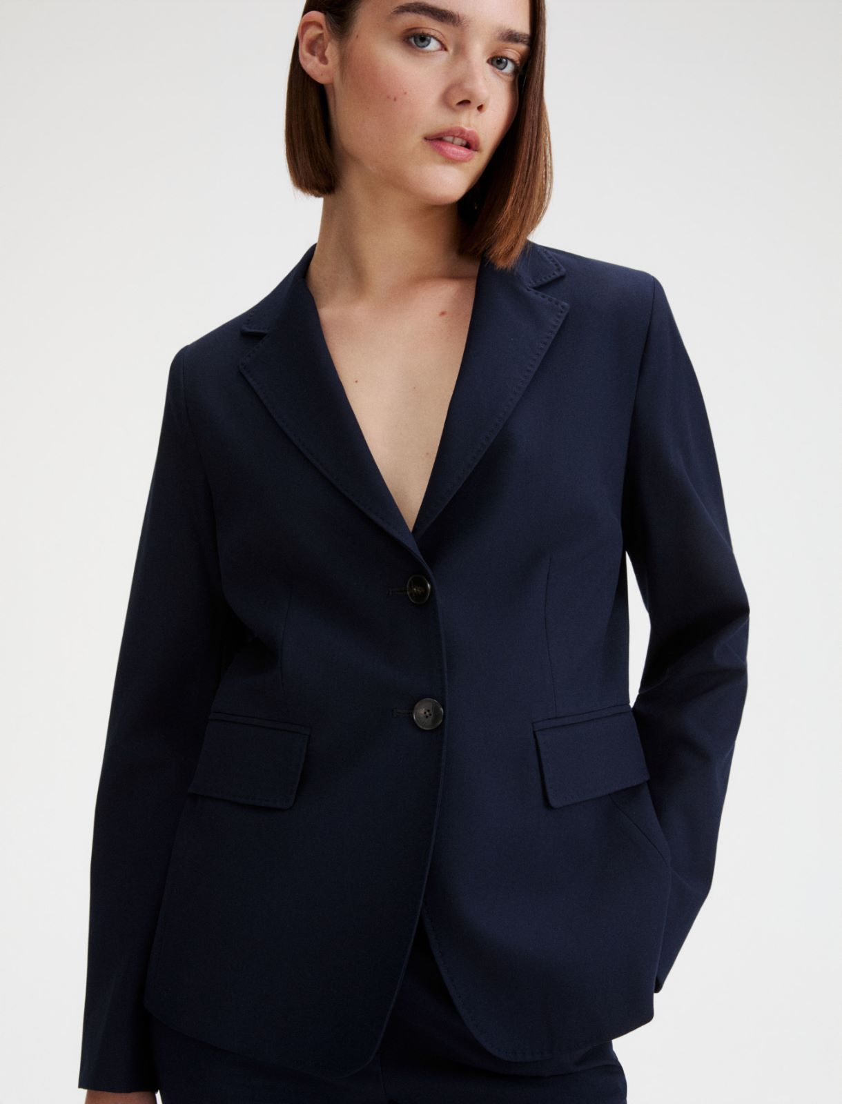 Slim-fit stretch canvas blazer - MIDNIGHTBLUE - Marella - 5
