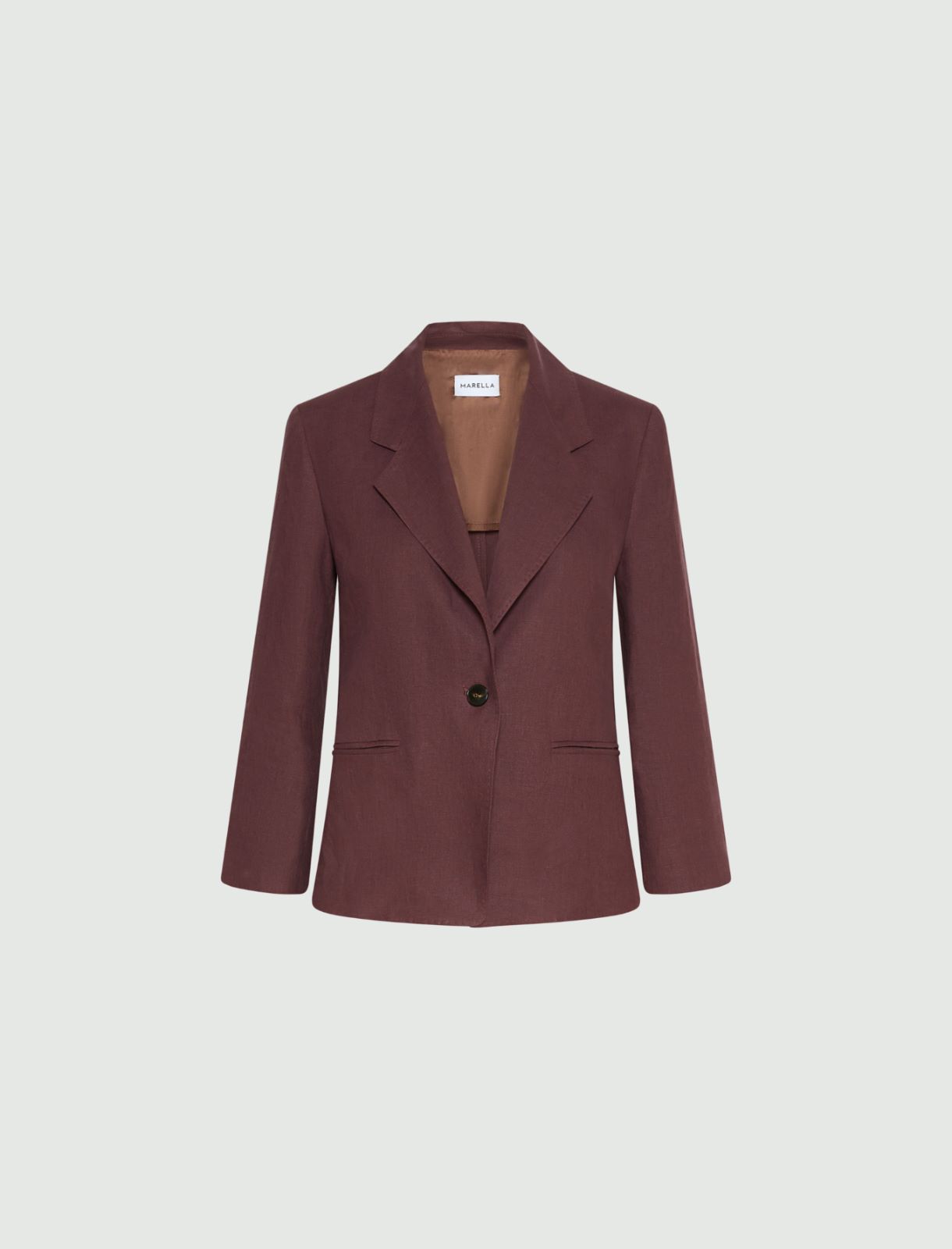 Single-breasted linen blazer - BROWN - Marella