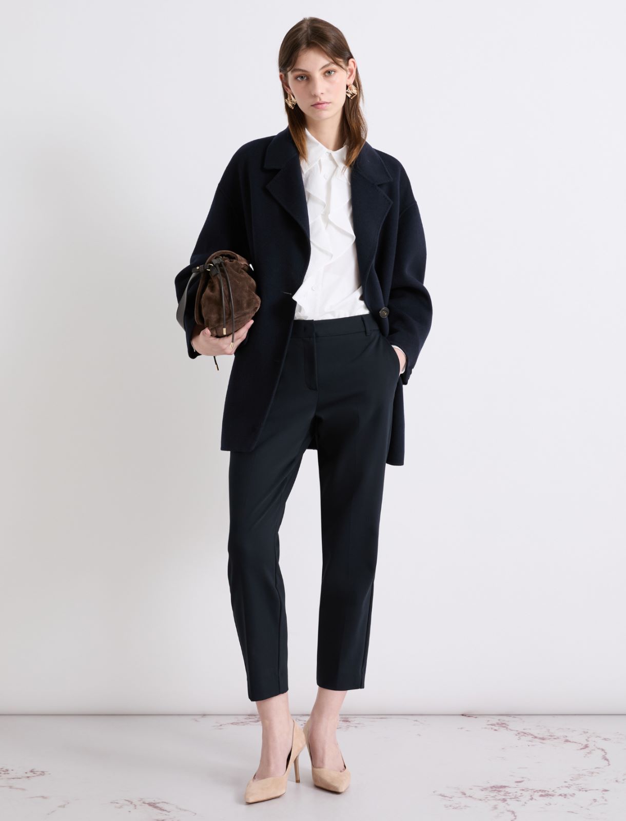 Wool blend double-sided fabric coat - NAVY - Marella - 2