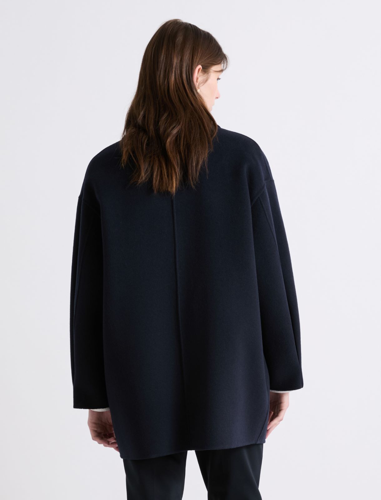 Wool blend double-sided fabric coat - NAVY - Marella - 3