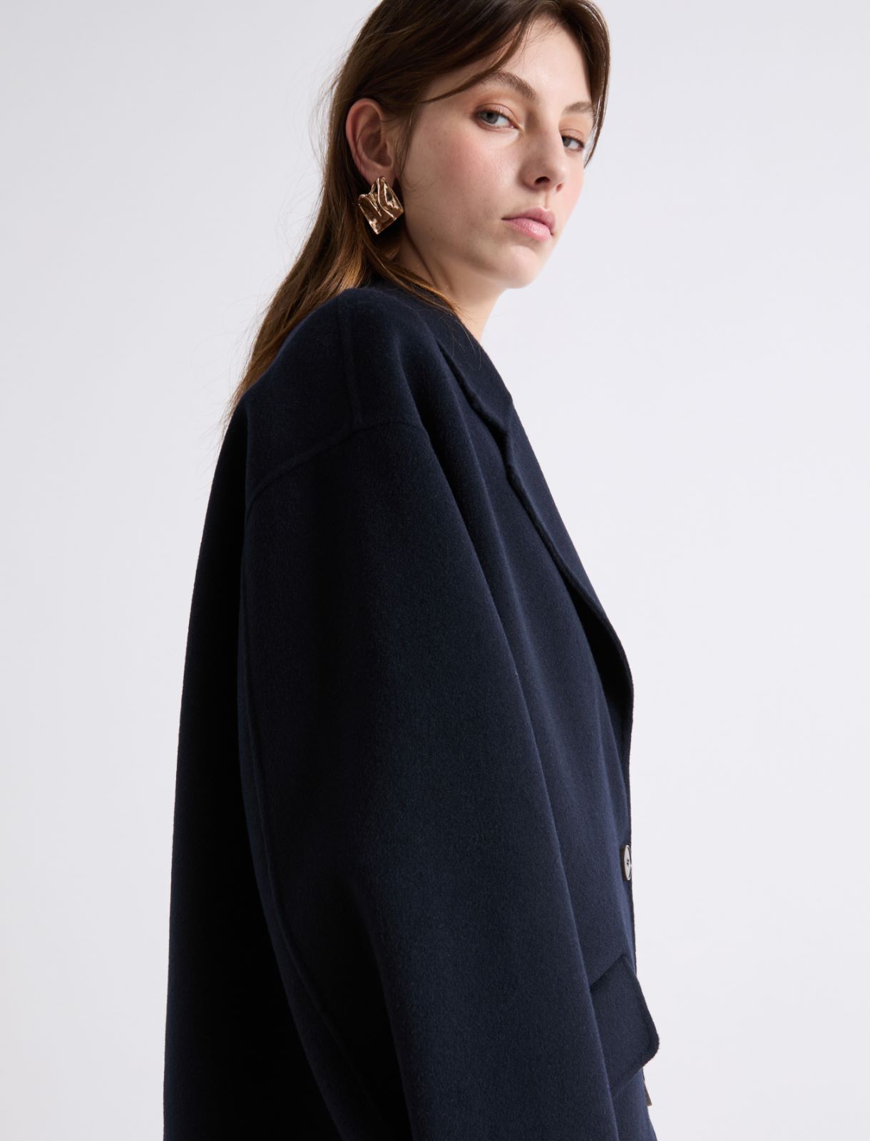 Wool blend double-sided fabric coat - NAVY - Marella - 5