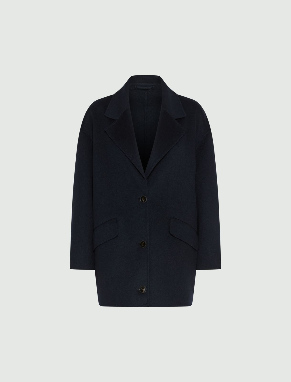 Wool blend double-sided fabric coat - NAVY - Marella