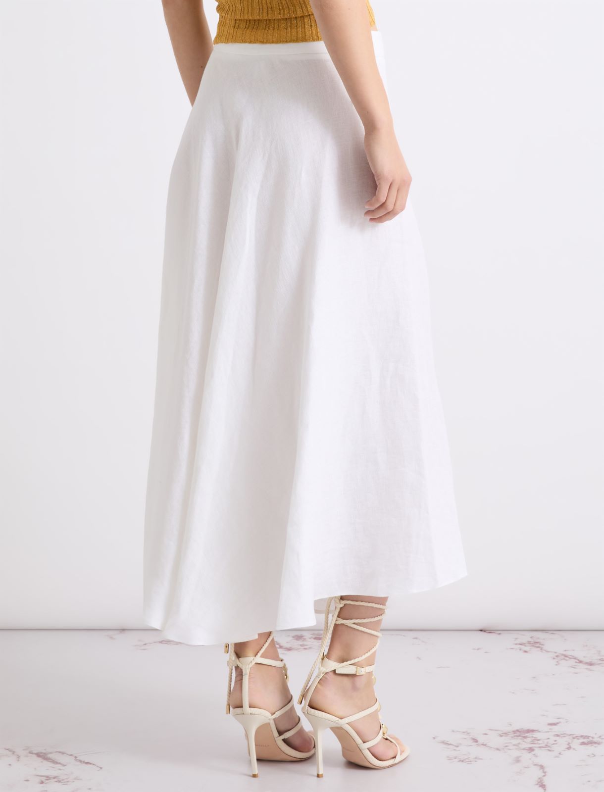 Linen basketweave skirt - OPTICAL WHITE - Marella - 3