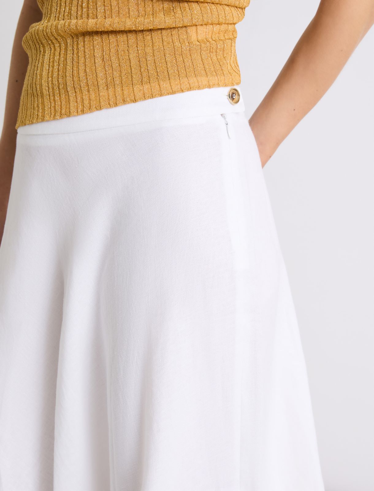Linen basketweave skirt - OPTICAL WHITE - Marella - 5